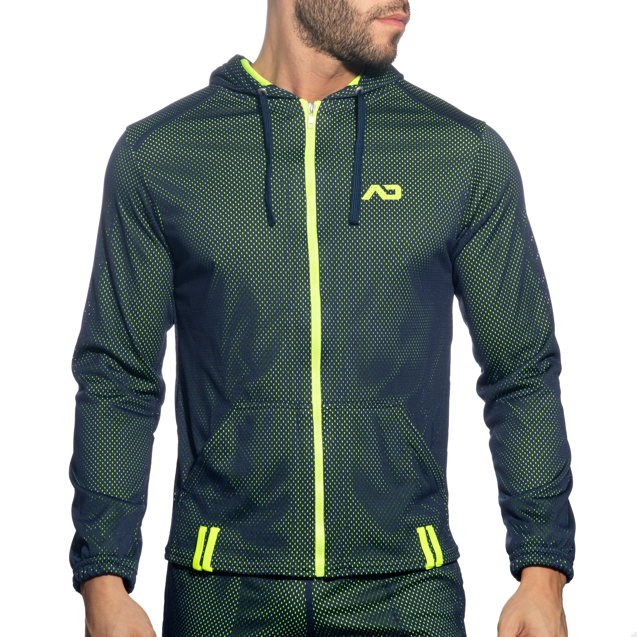 Addicted Long Sleeves Loop-Mesh Hoodie Navy AD1214 - Image 2