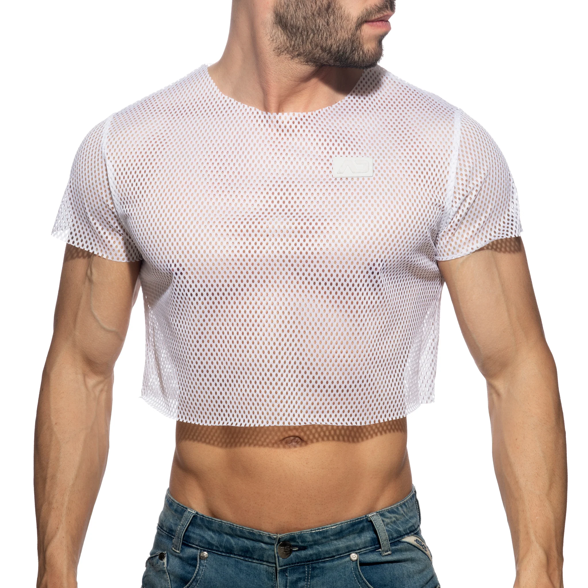 Addicted Mesh Crop Top White AD1189 - Image 2