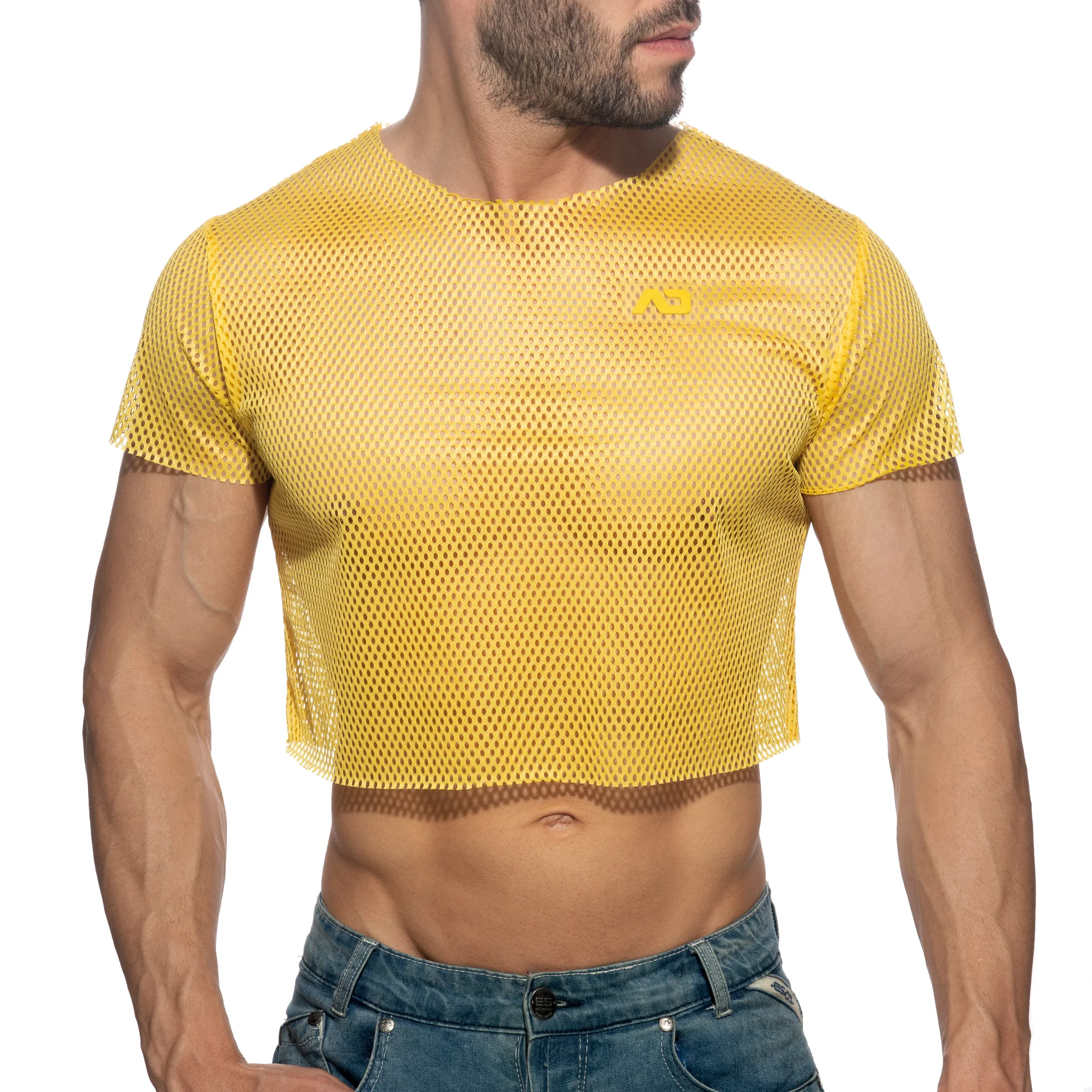 Addicted Mesh Crop Top Yellow AD1189 - Image 2