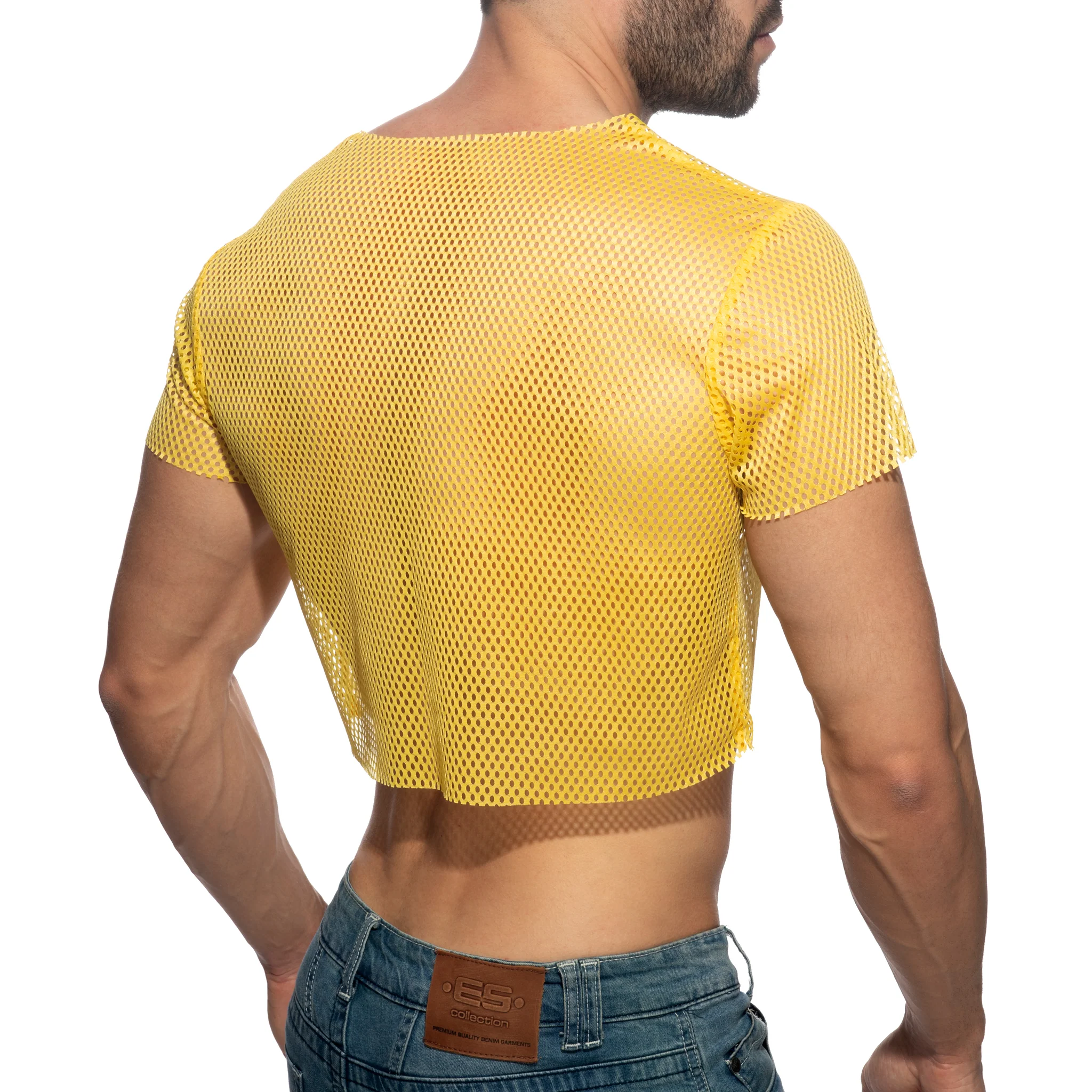 Addicted Mesh Crop Top Yellow AD1189 - Image 3