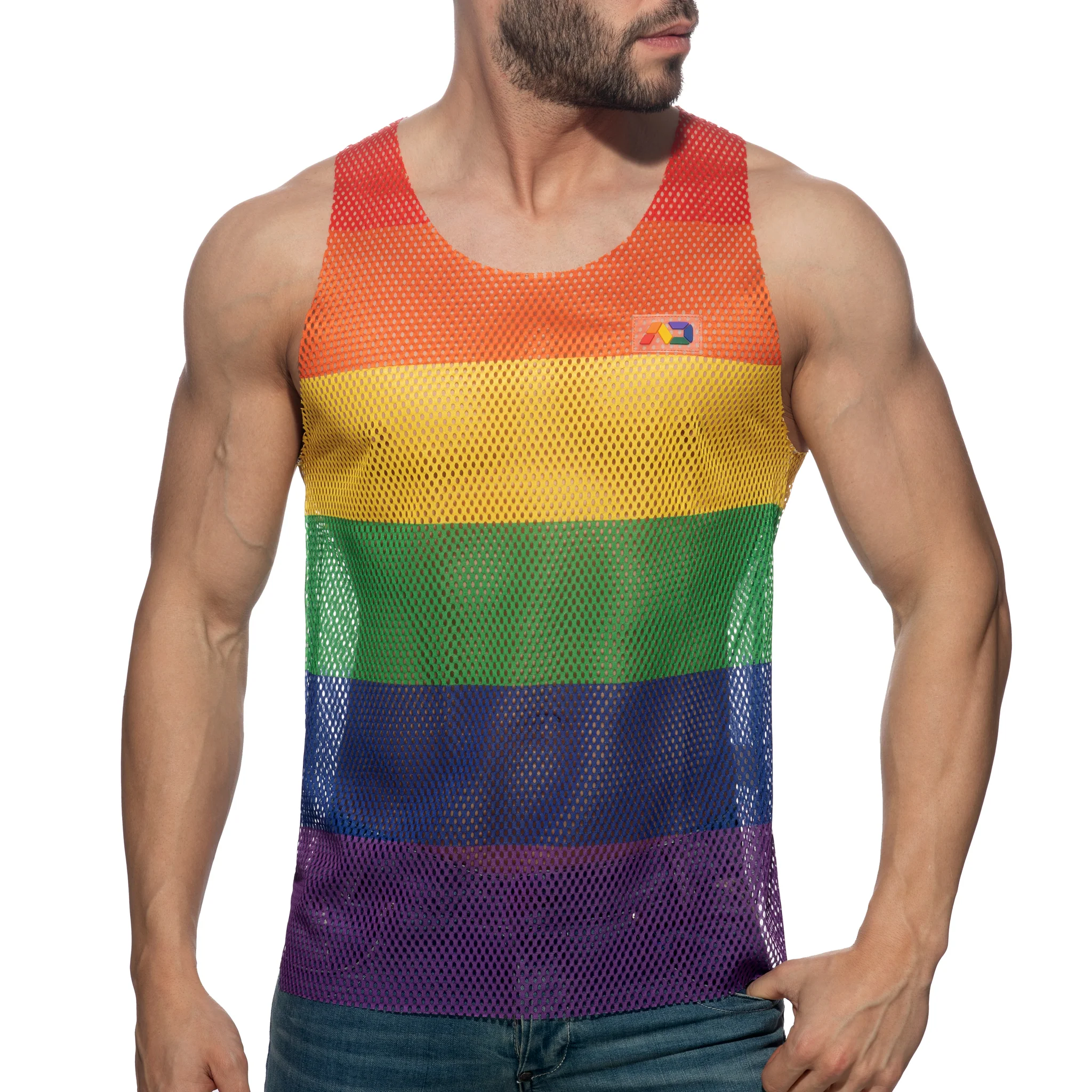 Addicted Mesh Rainbow Tank Top Multi AD1166 - Image 2