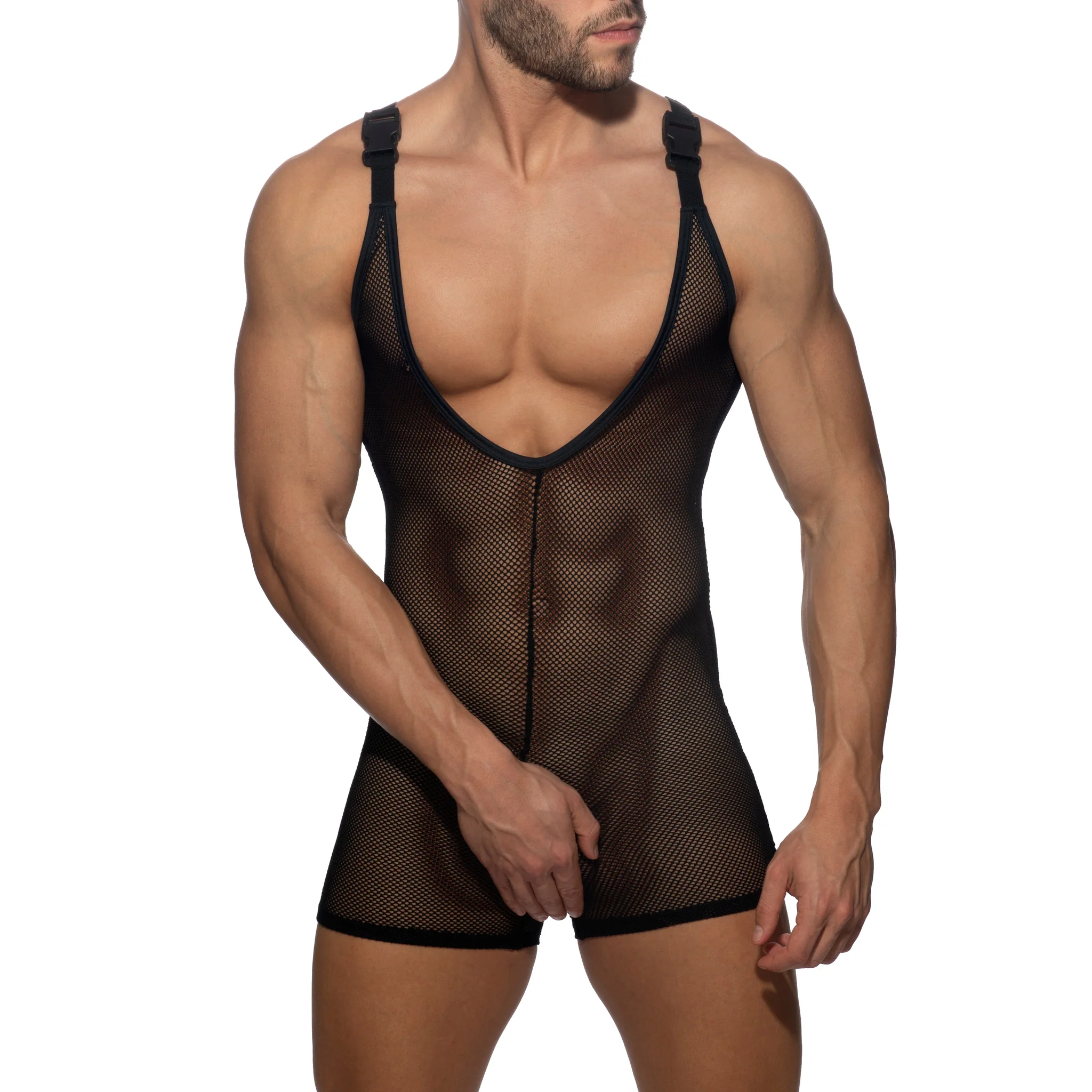 Addicted Mesh Wrestling Suit Black AD945 - Image 2