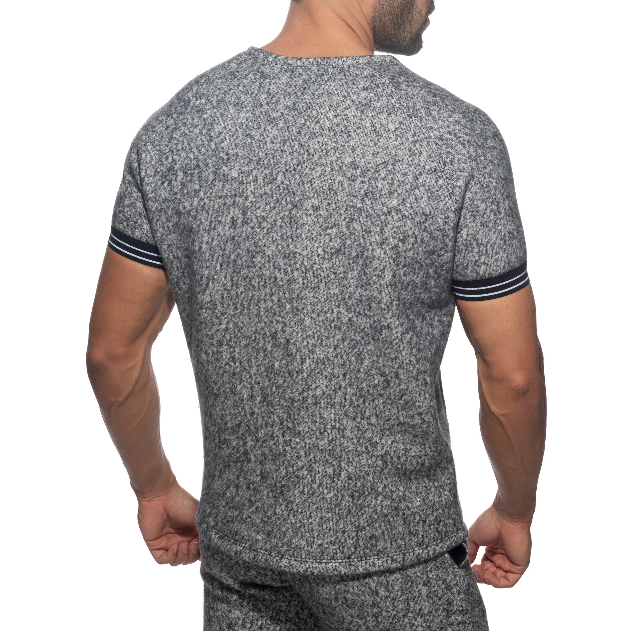 Addicted Mottled Jumper T-Shirt Black AD1211 - Image 3
