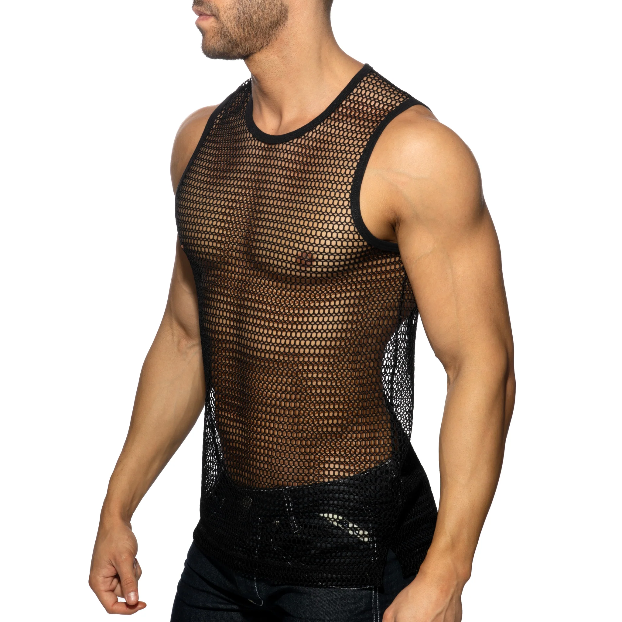 Addicted Openwork Fabric Tank Top Black AD1426