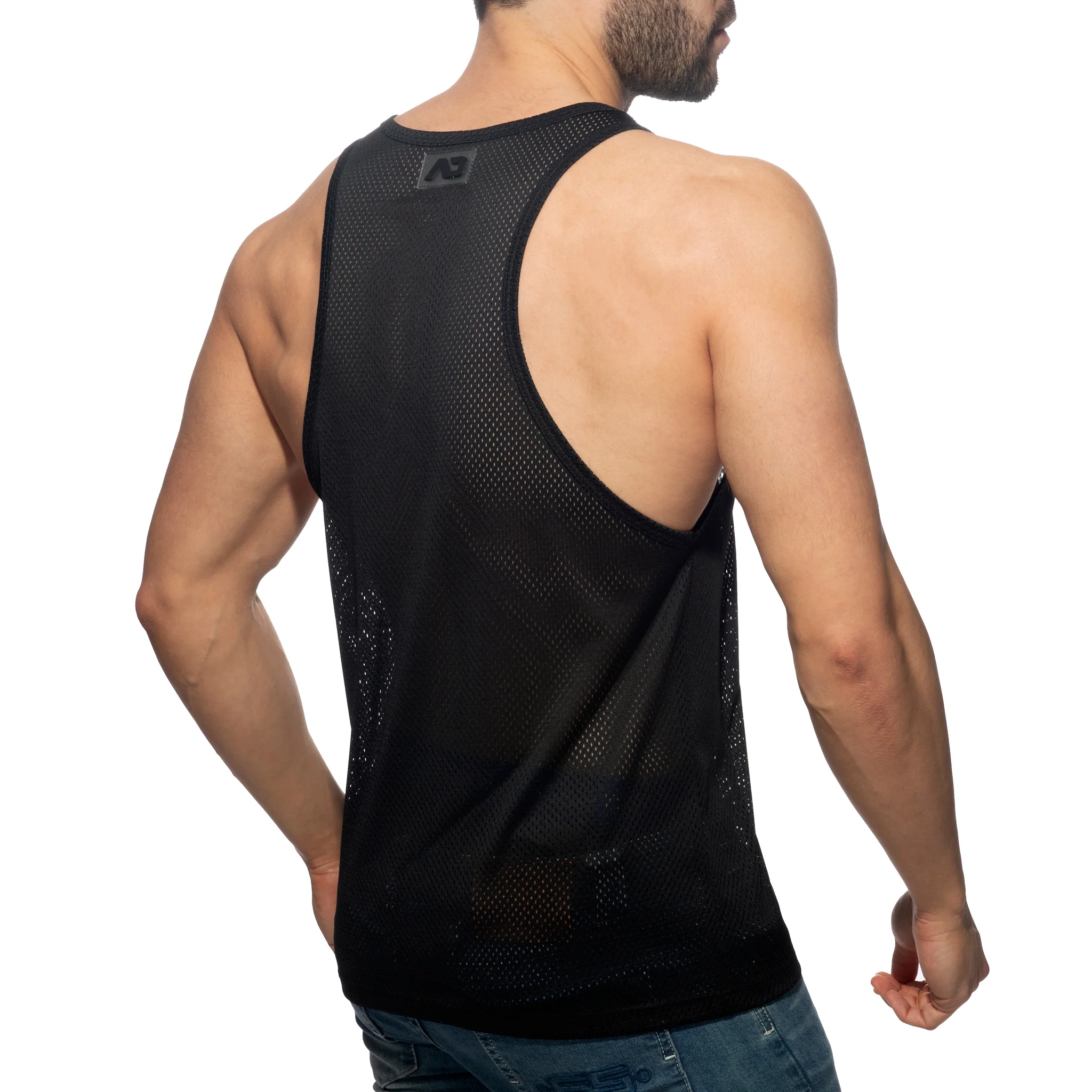 Addicted Pocket Contrast Tank Top White AD1174 - Image 3