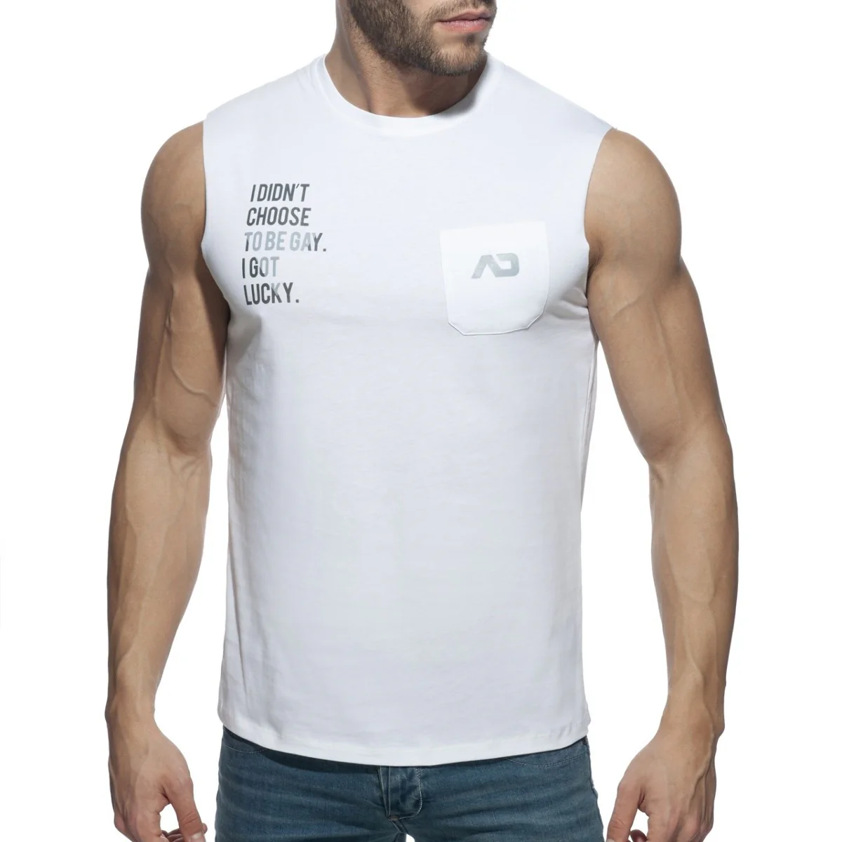 Addicted Proud 2 Be Gay Tanktop White AD959 - Image 2