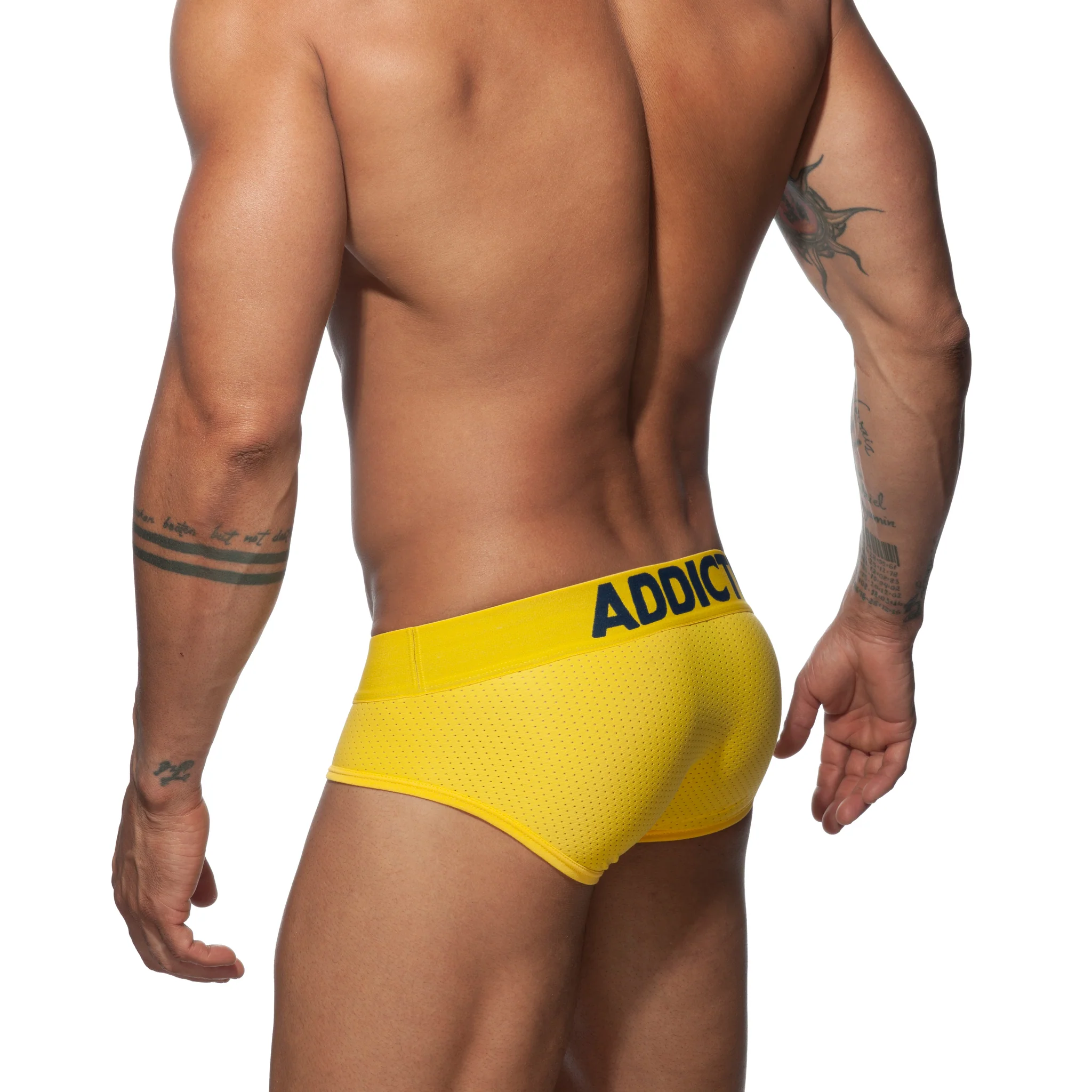Addicted Push Up Mesh Brief Yellow AD805 - Image 3