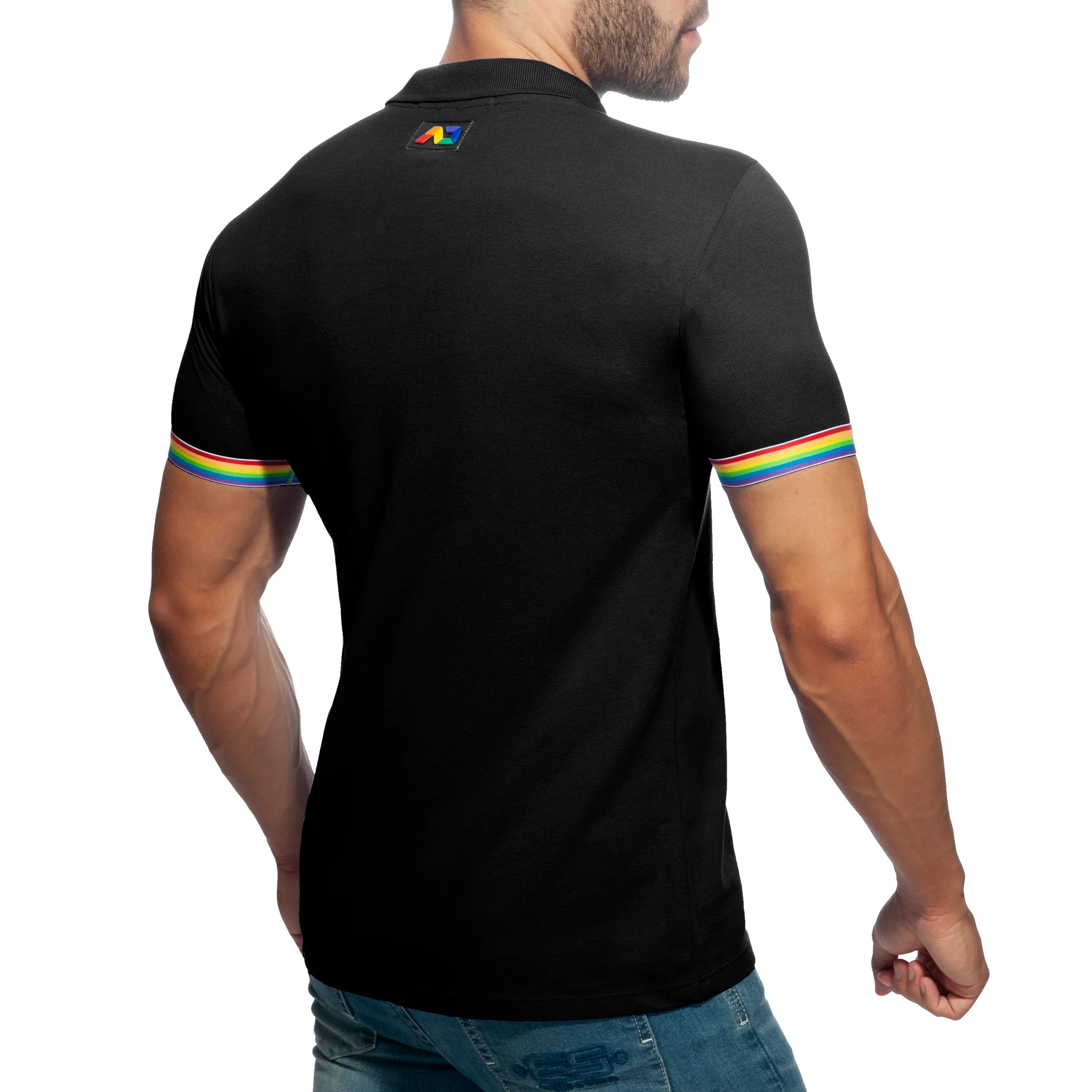 Addicted Rainbow Polo Shirt Black AD960 - Image 3