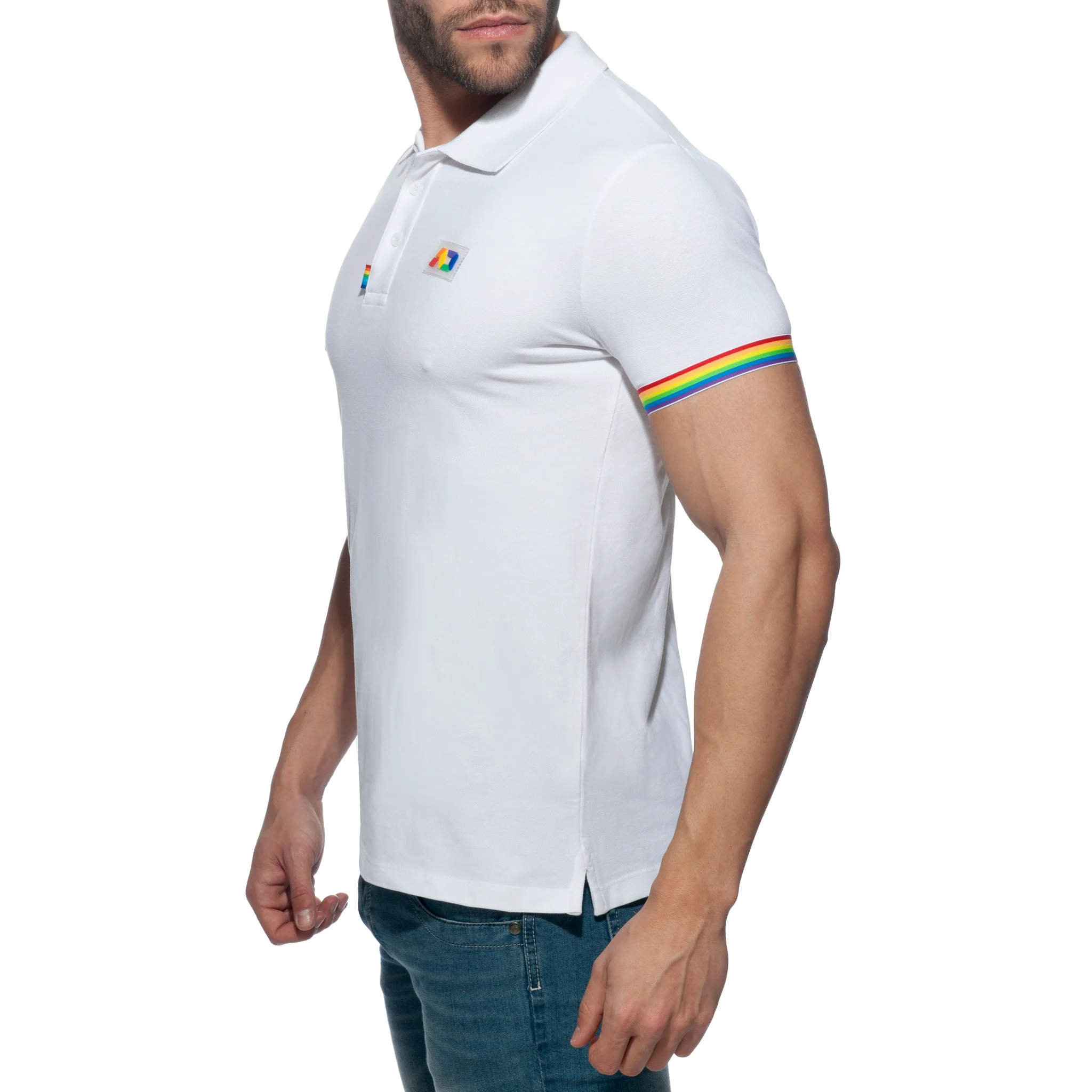 Addicted Rainbow Polo Shirt White AD960