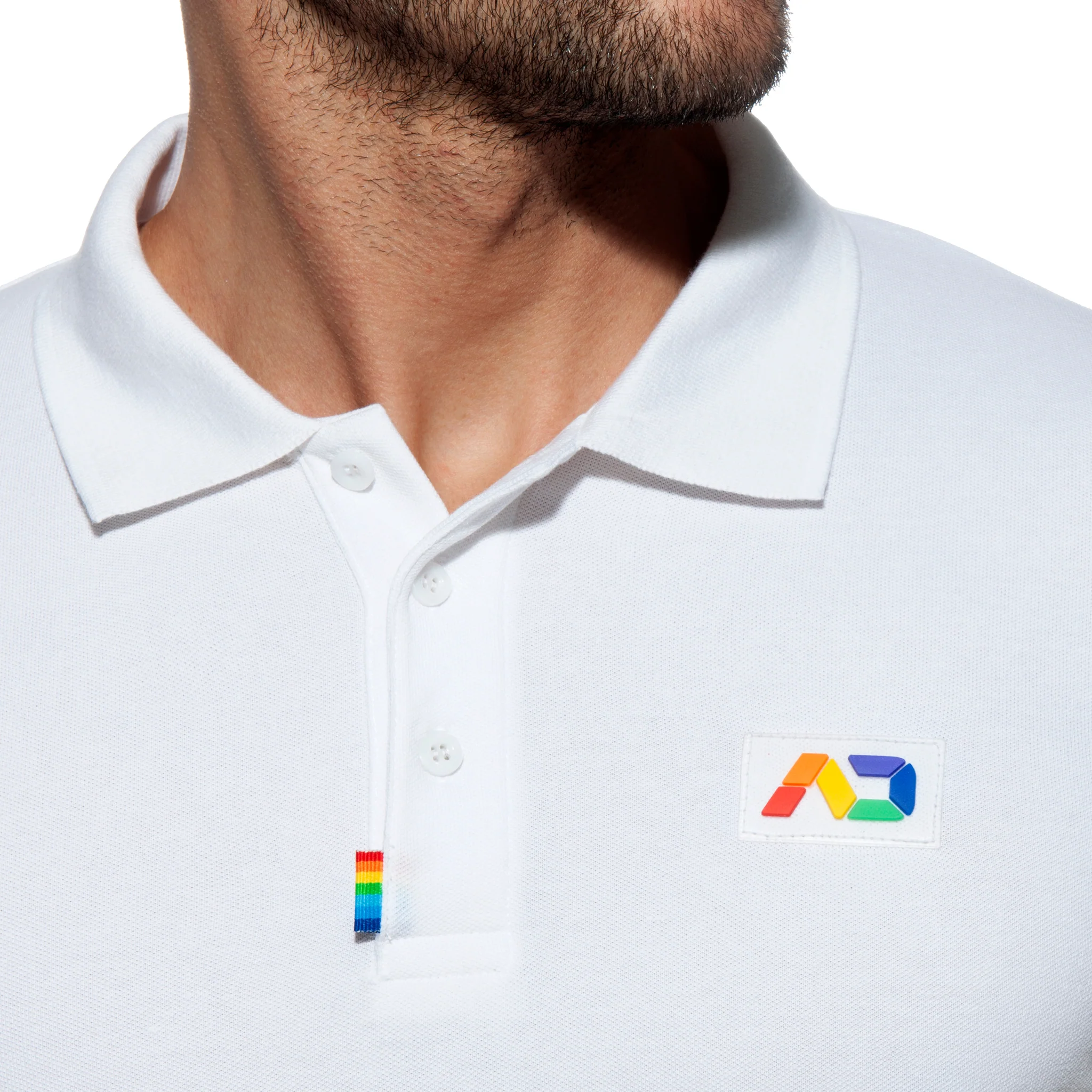 Addicted Rainbow Polo Shirt White AD960 - Image 4