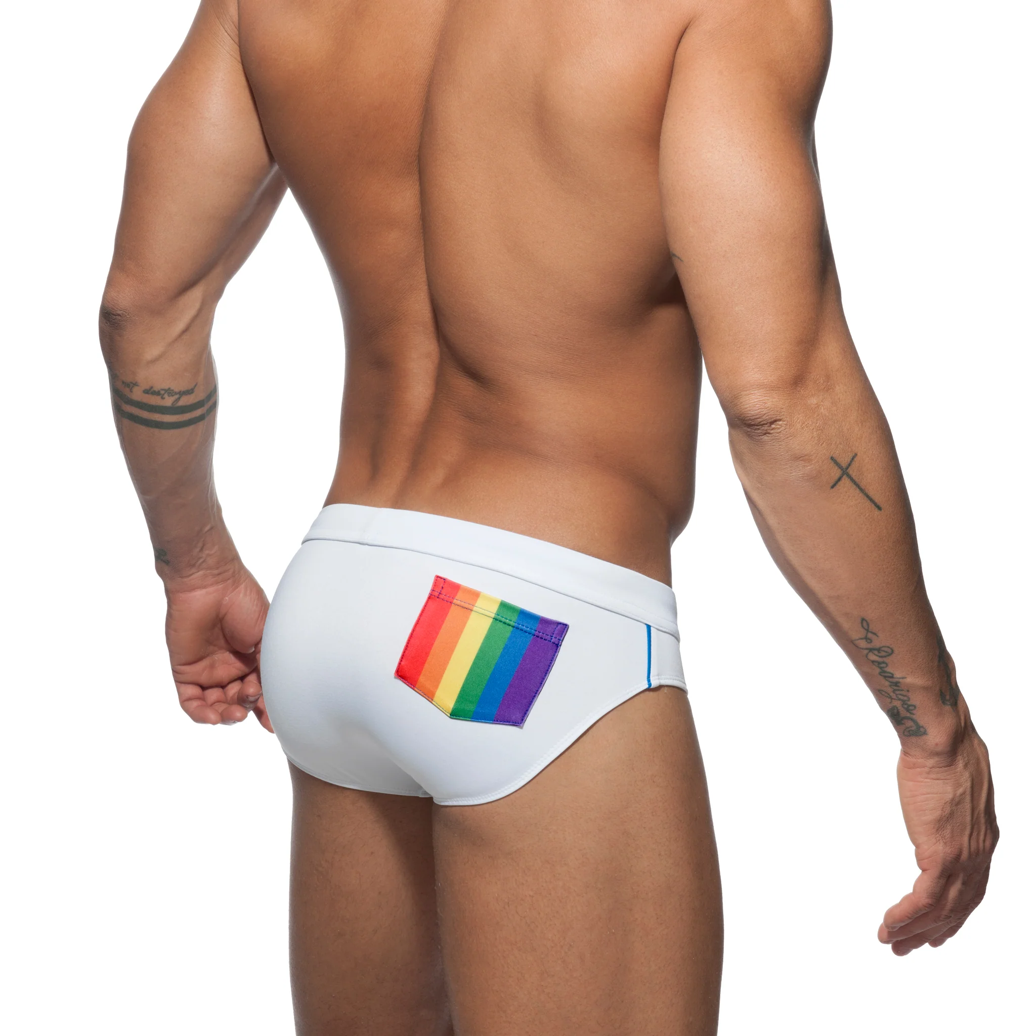 Addicted Rainbow Swim Brief White ADS195 - Image 3