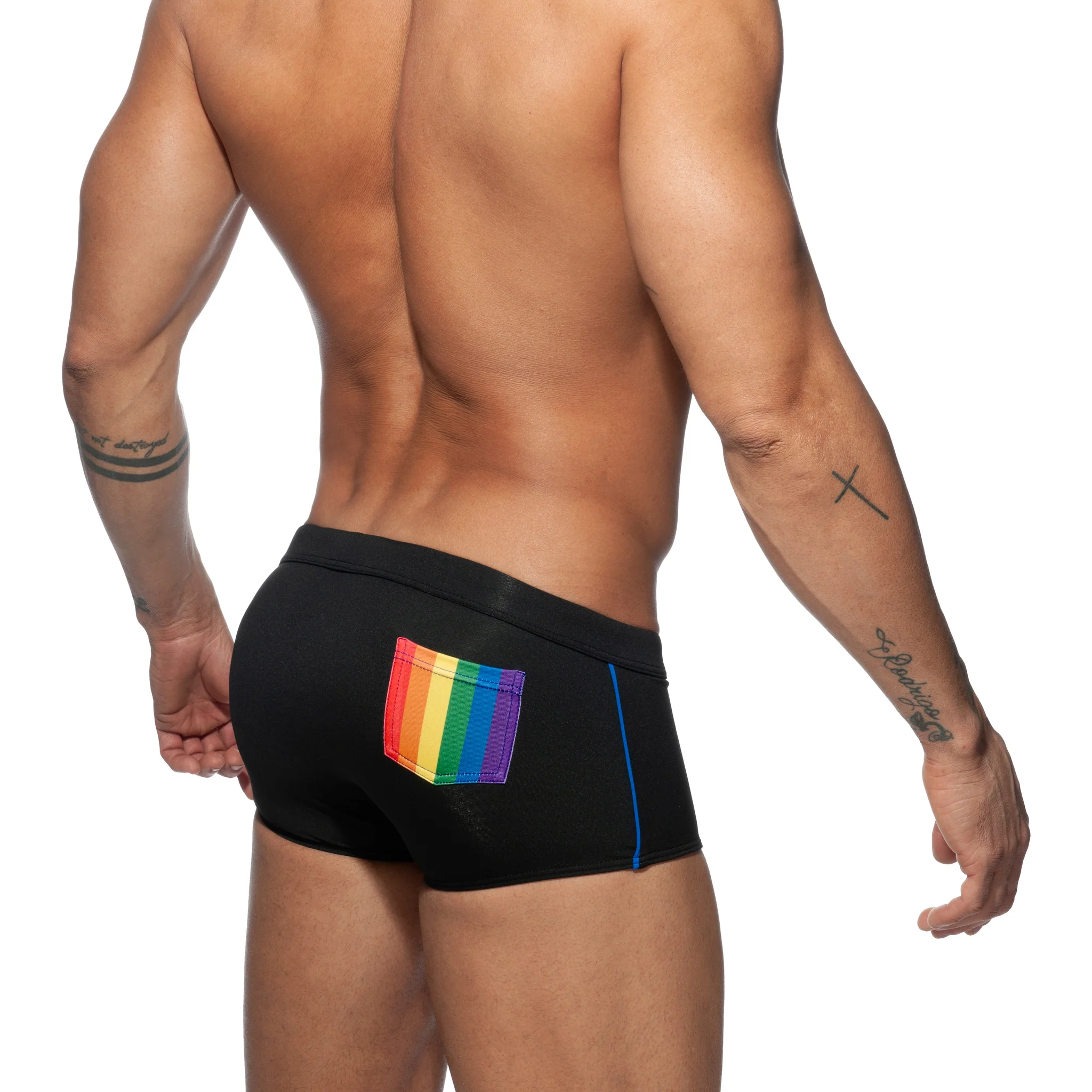Addicted Rainbow Swim Trunk Black ADS196 - Image 3