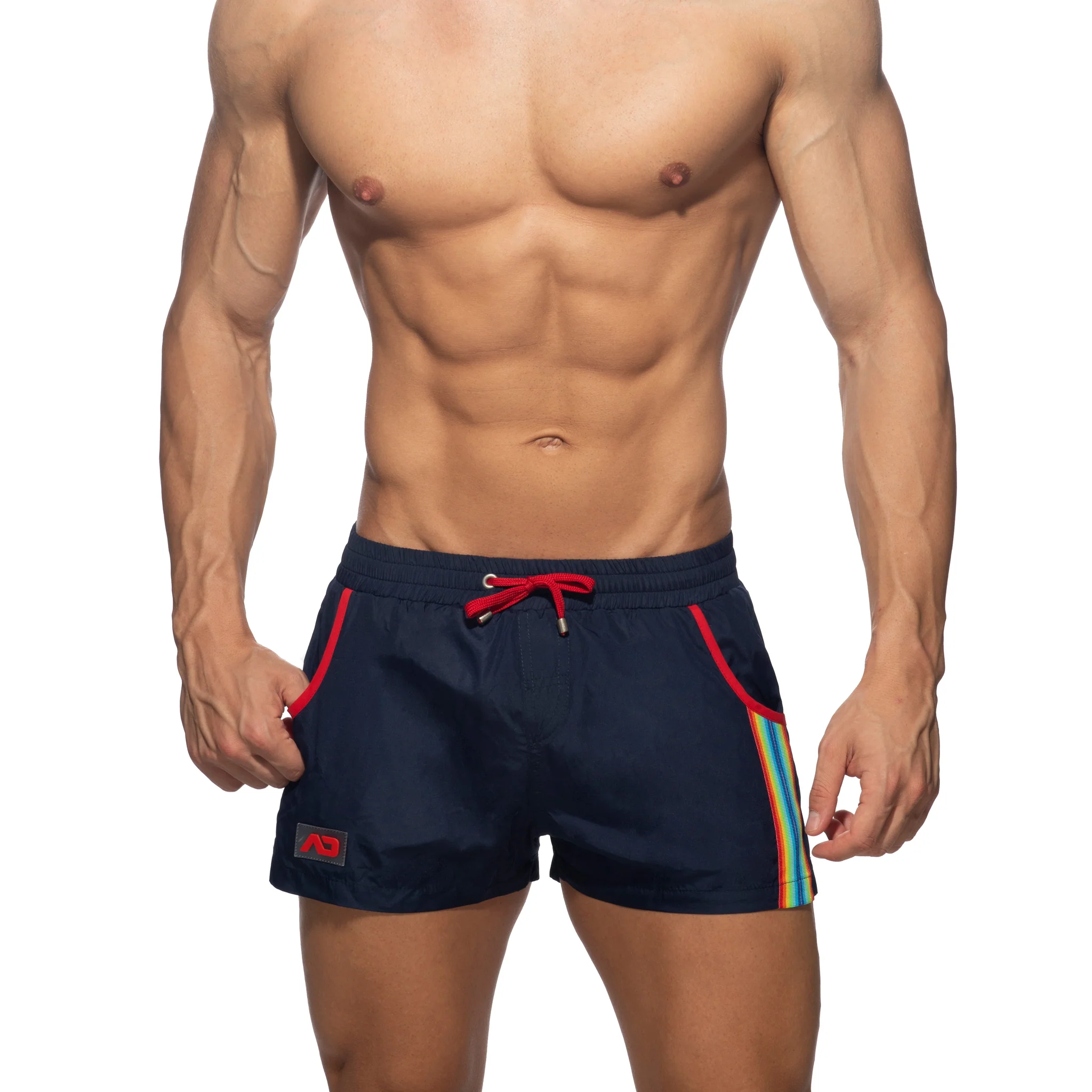 Addicted Rainbow Tape Swim Shorts Navy ADS321 - Image 2