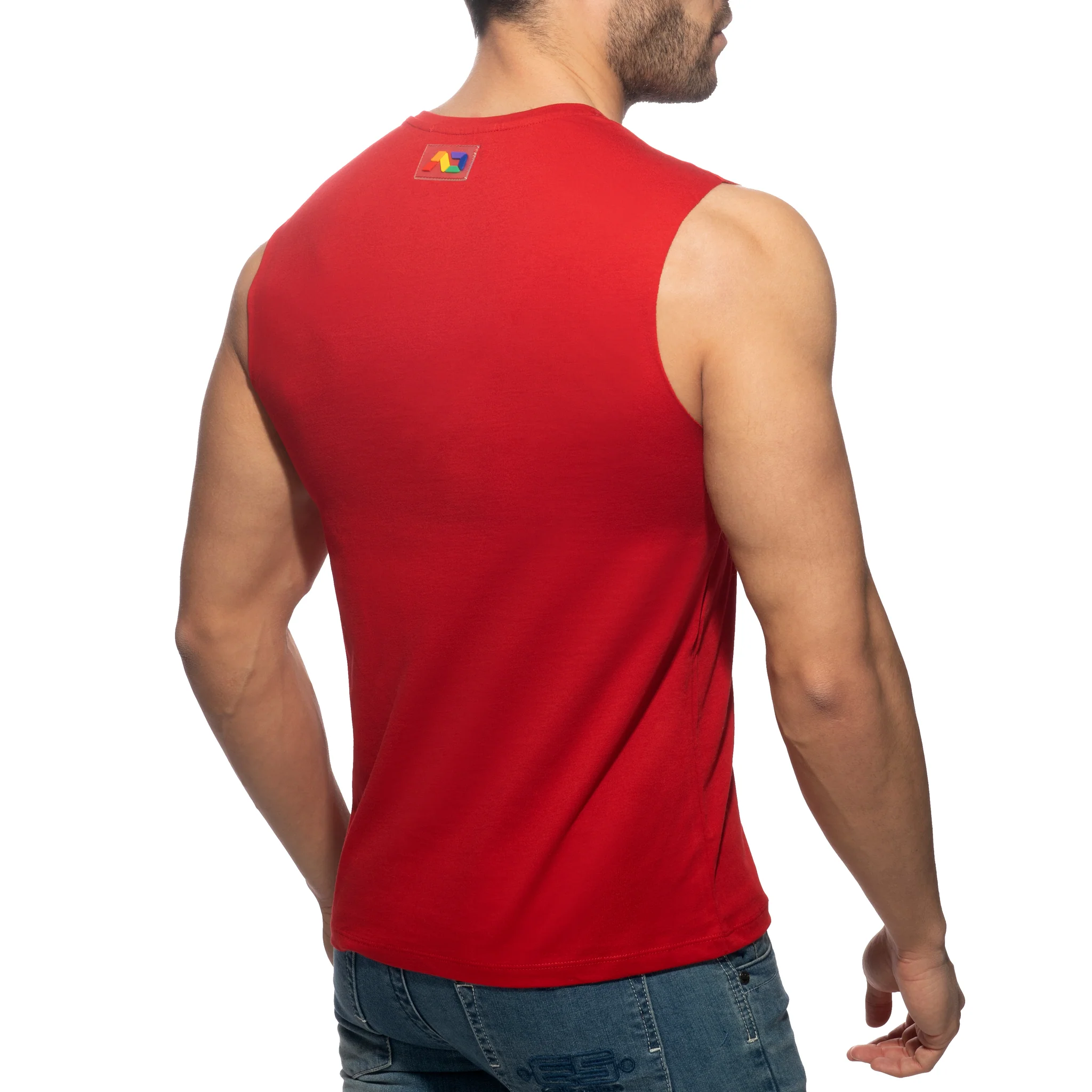 Addicted Rainbow Tape Tank Top Red AD992 - Image 3