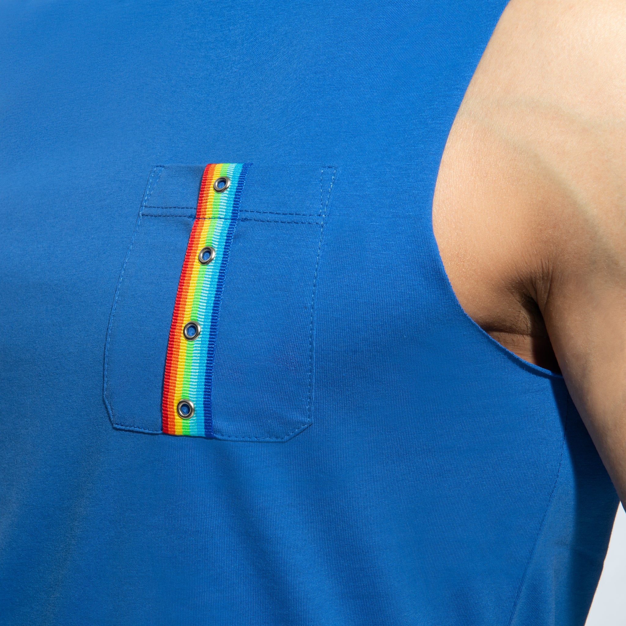 Addicted Rainbow Tape Tank Top Royal Blue AD992 - Image 4