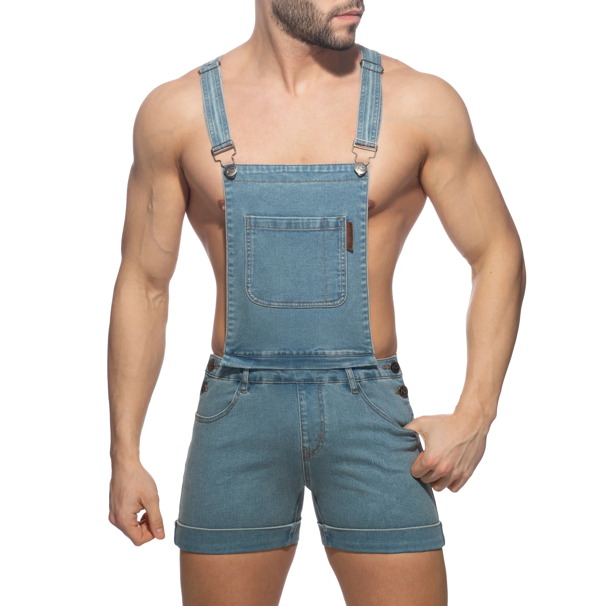 Addicted Removable Overalls Jeans Blue Jeans AD1162 - Image 2