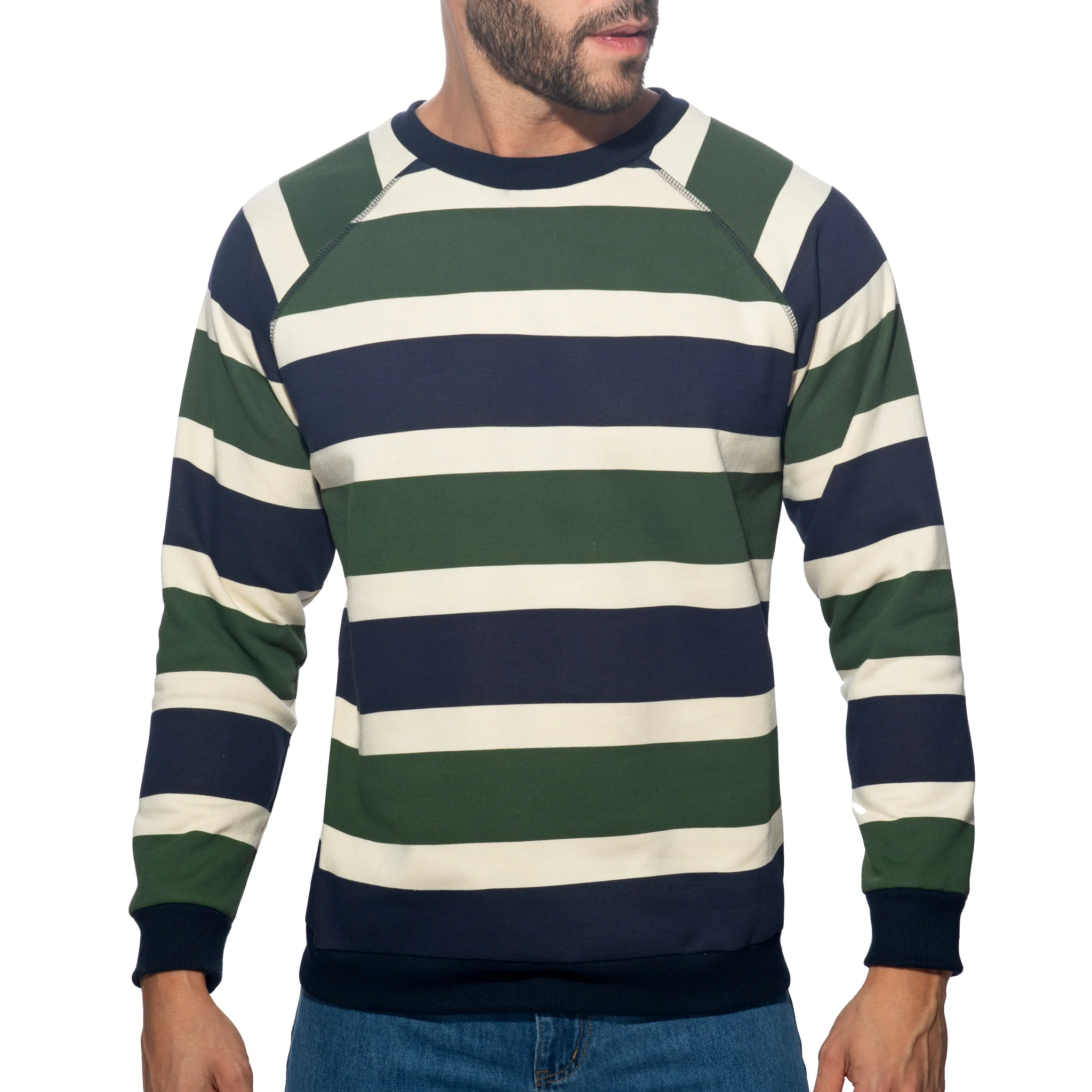 Addicted Retro Stripes Sweatshirt Green AD1438 - Image 2