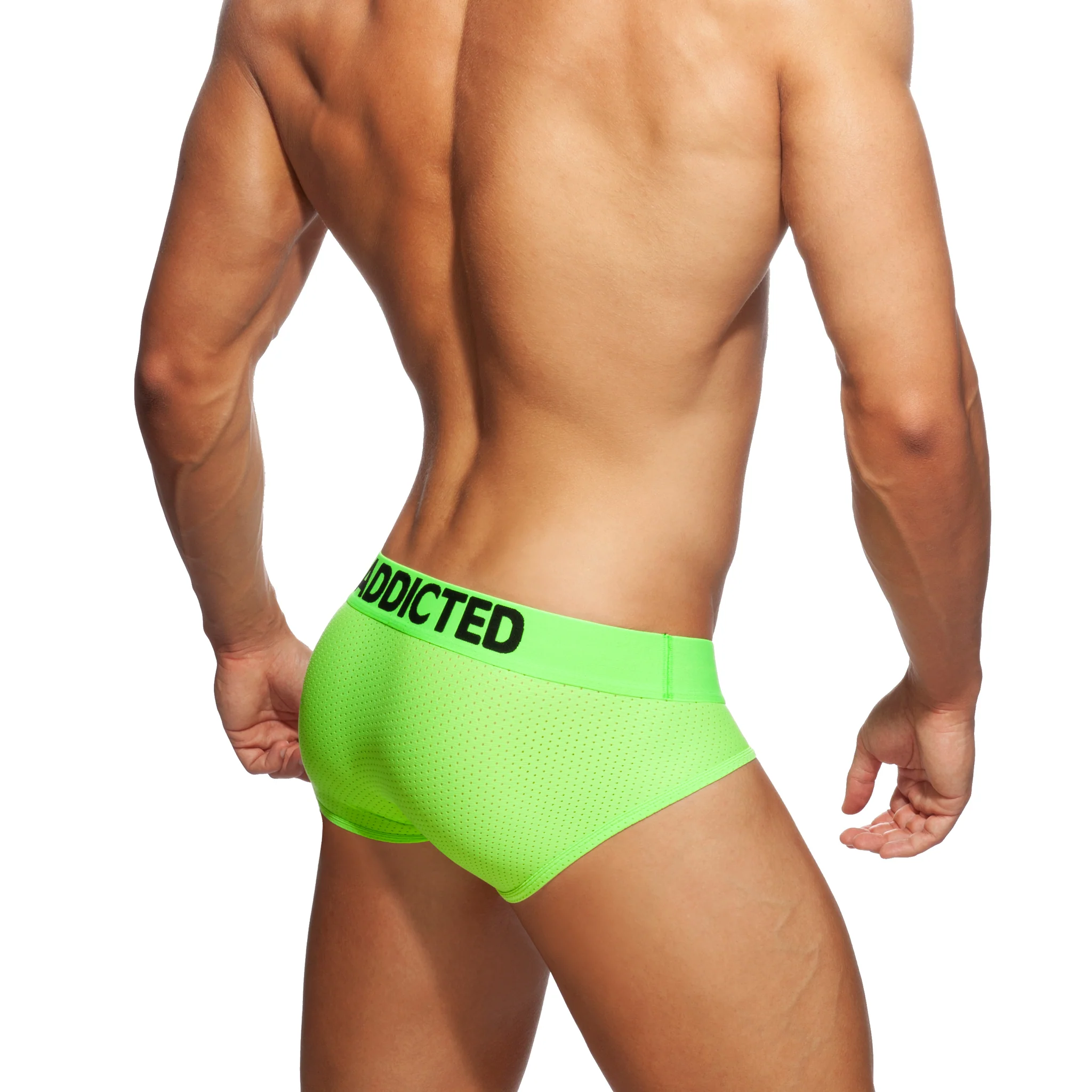 Addicted Ring Up Neon Mesh Brief Neon Green AD951 - Image 3