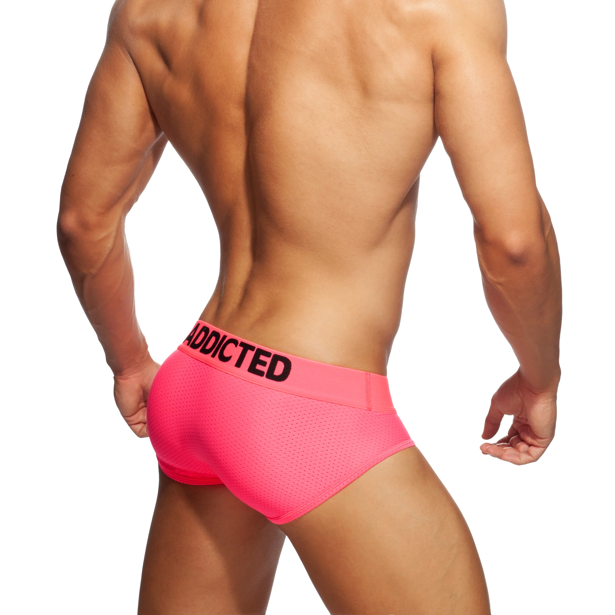 Addicted Ring Up Neon Mesh Brief Neon Pink AD951 - Image 3