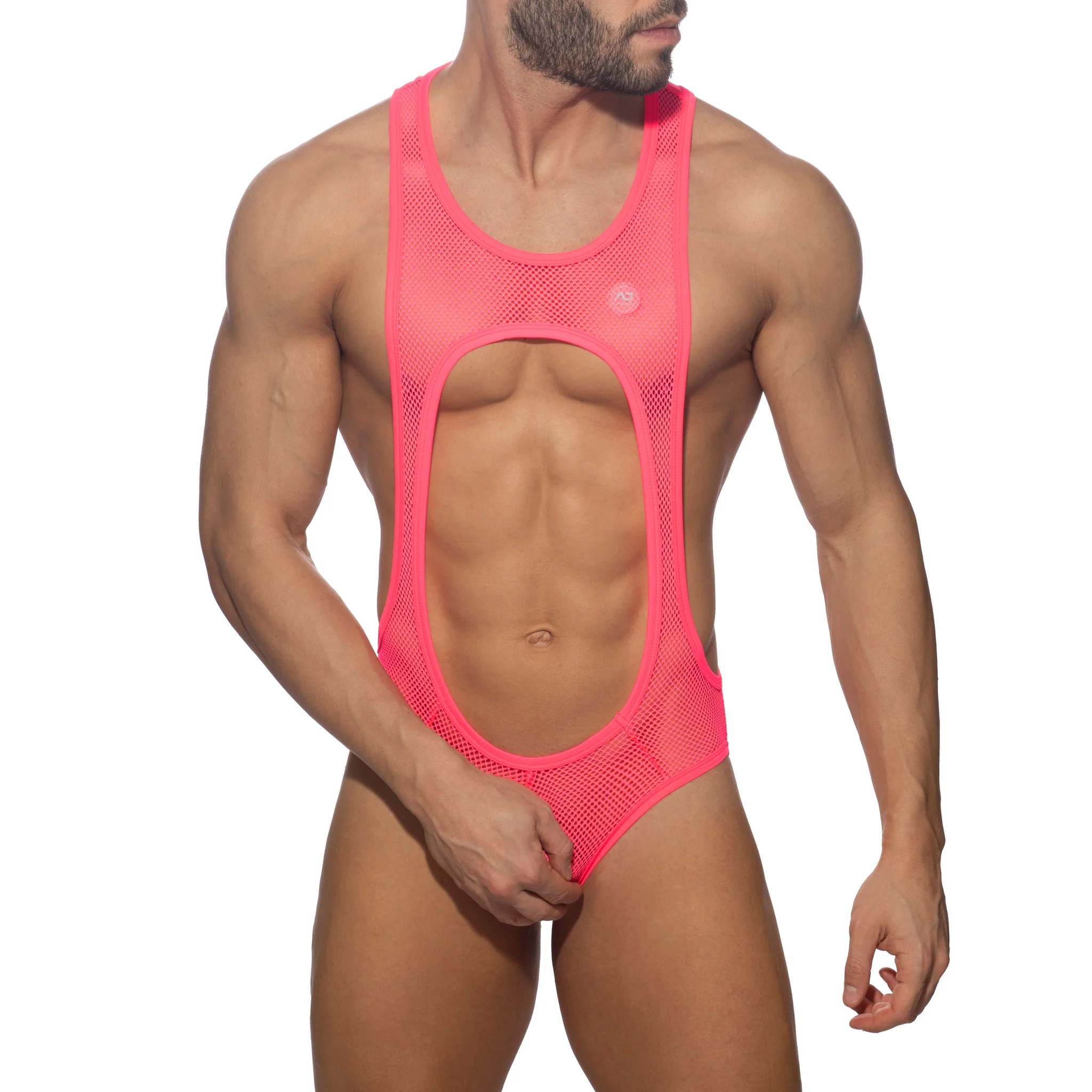 Addicted Sexy Mesh Singlet Neon Pink ADP03 - Image 2