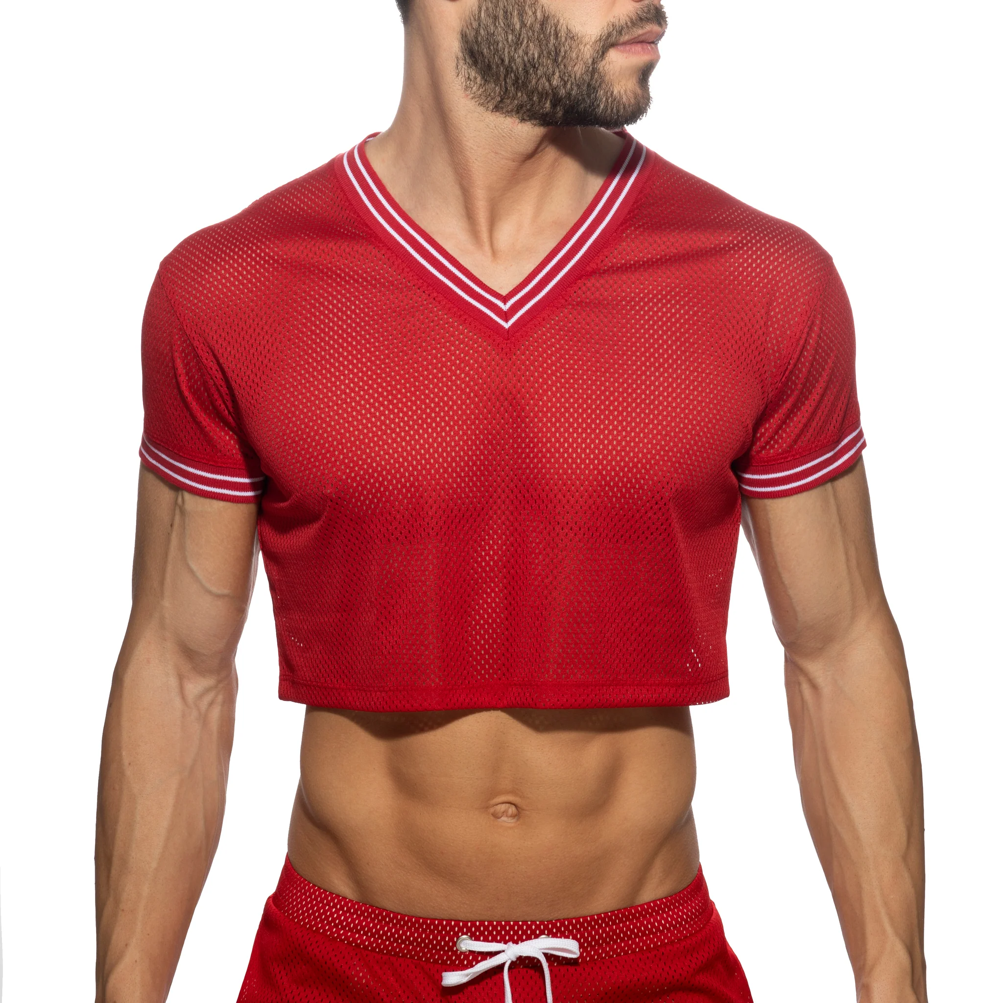 Addicted Slam V-Neck Crop Top Red AD1274 - Image 2