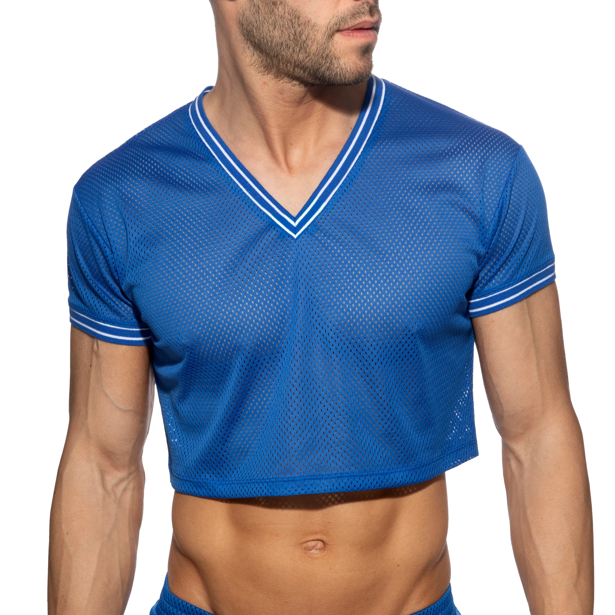 Addicted Slam V-Neck Crop Top Royal Blue AD1274 - Image 2