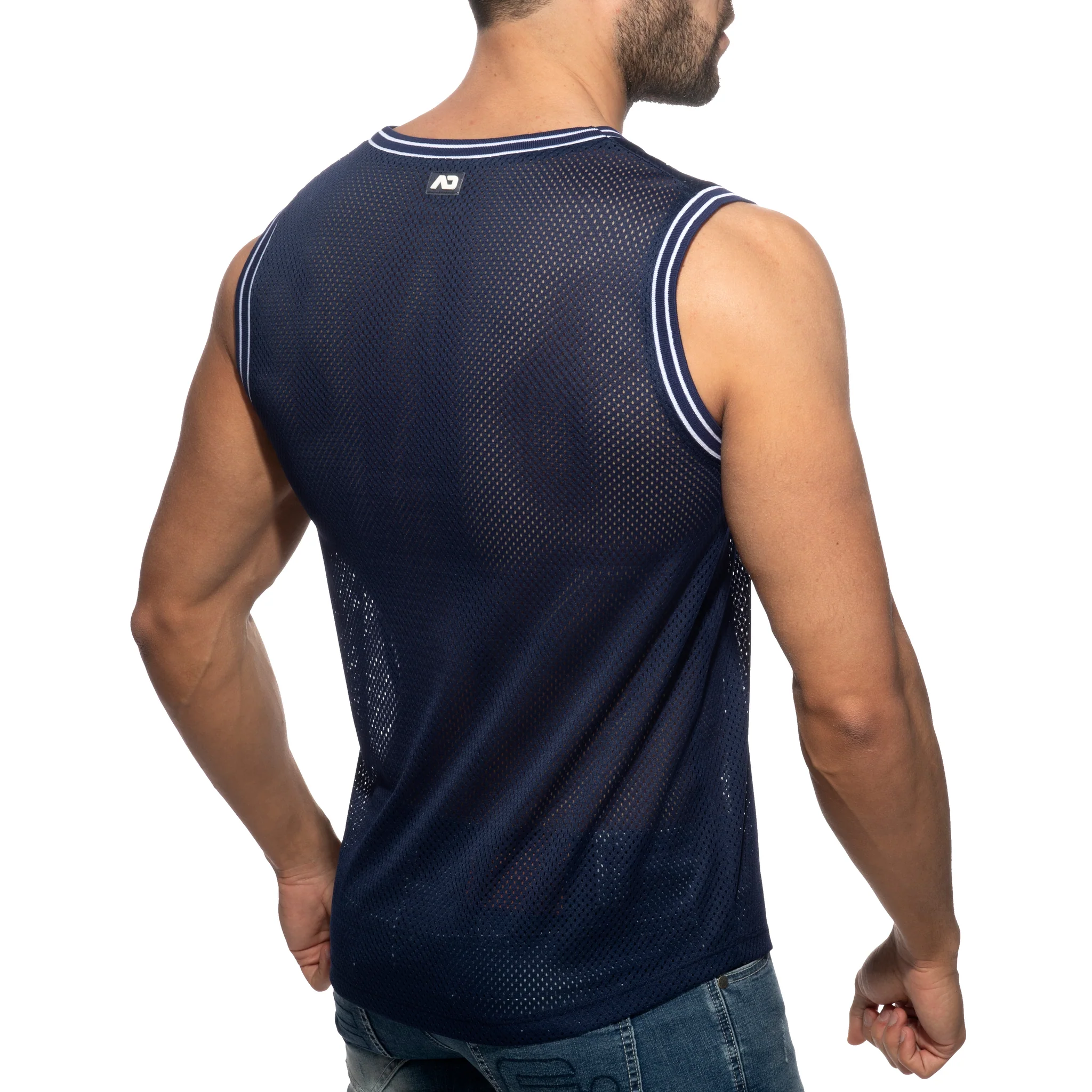 Addicted Slam V-Neck Sleeveless T-Shirt Navy AD1281 - Image 3