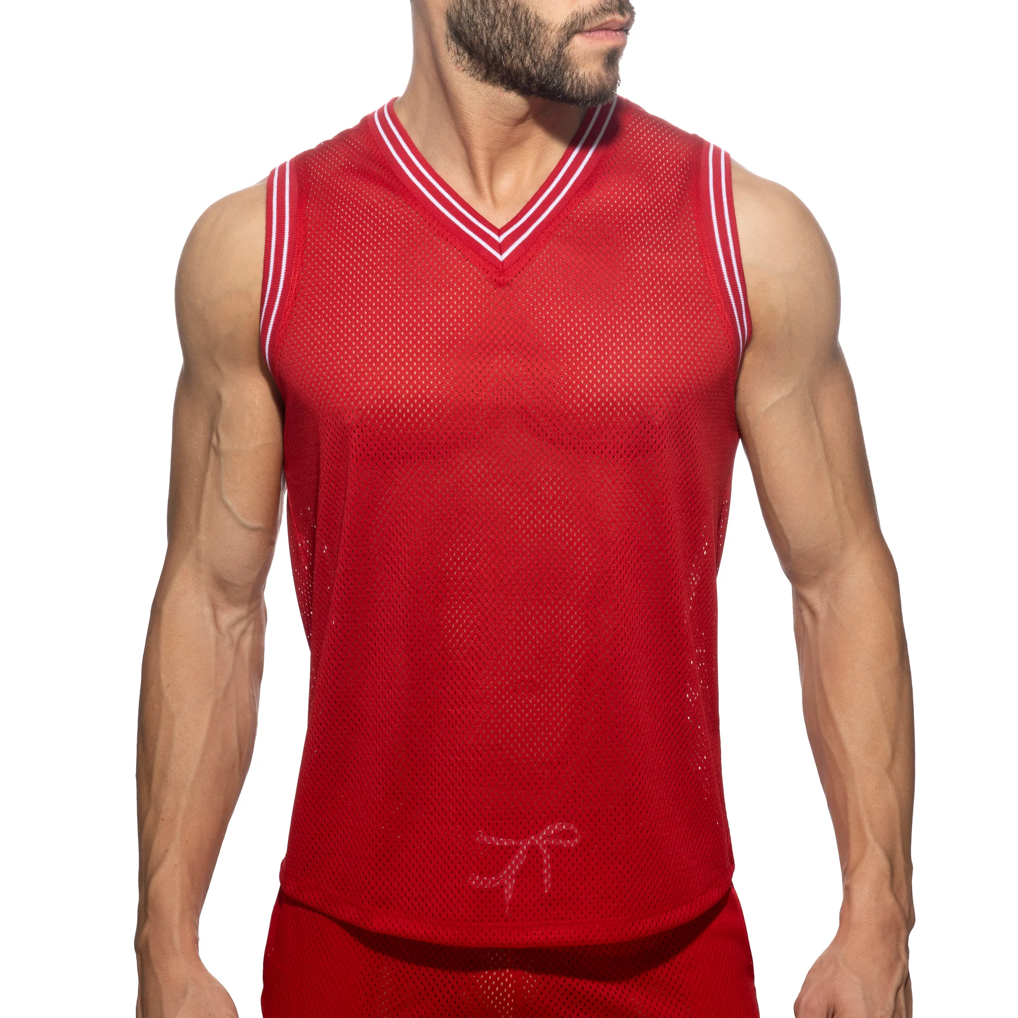 Addicted Slam V-Neck Sleeveless T-Shirt Red AD1281 - Image 2