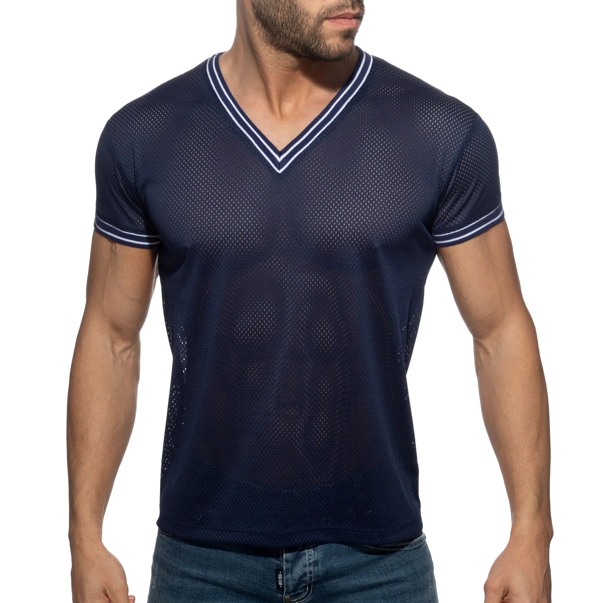 Addicted Slam V-Neck T-Shirt Navy AD1280 - Image 2