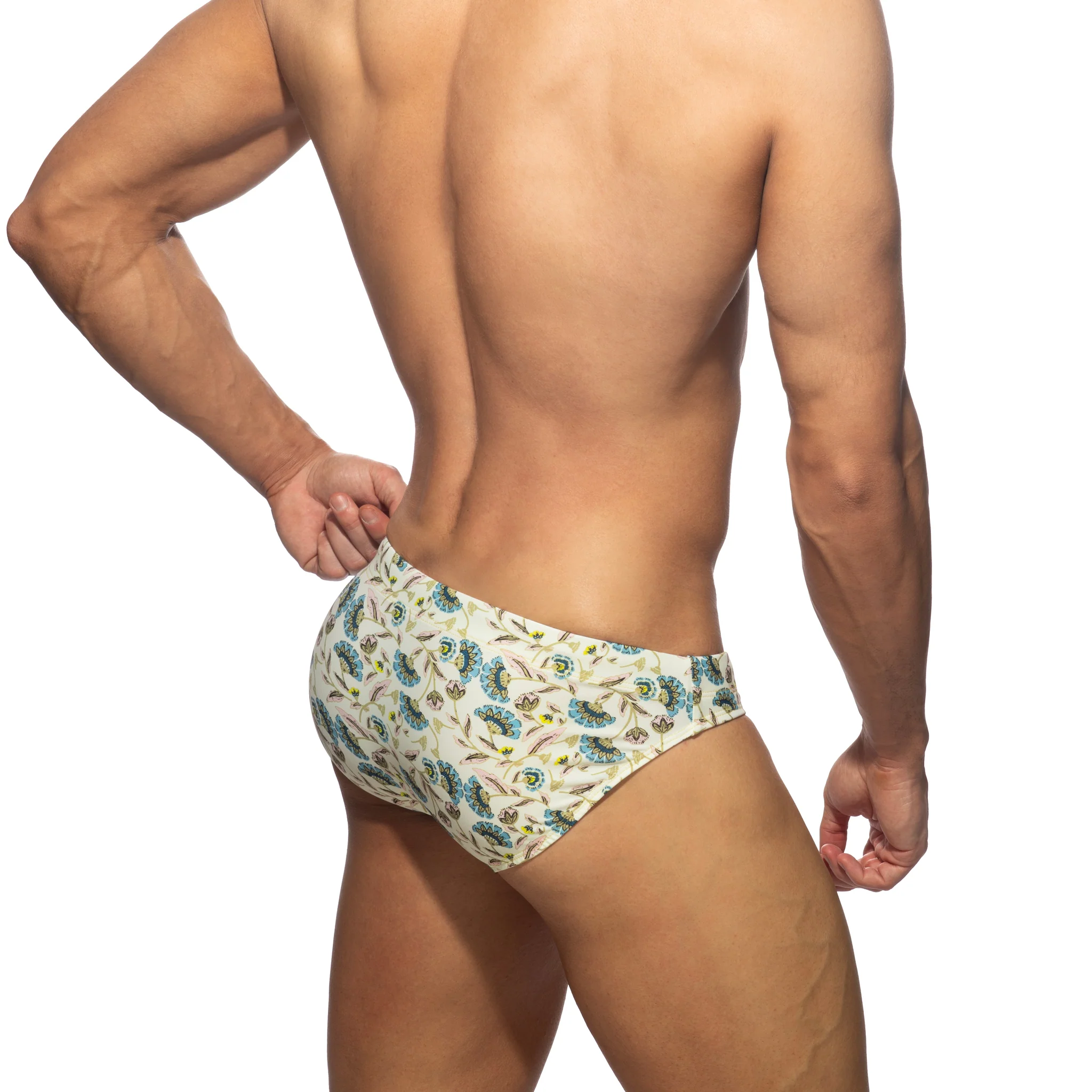 Addicted Spring Flowers Swim Brief Beige ADS366 - Image 3
