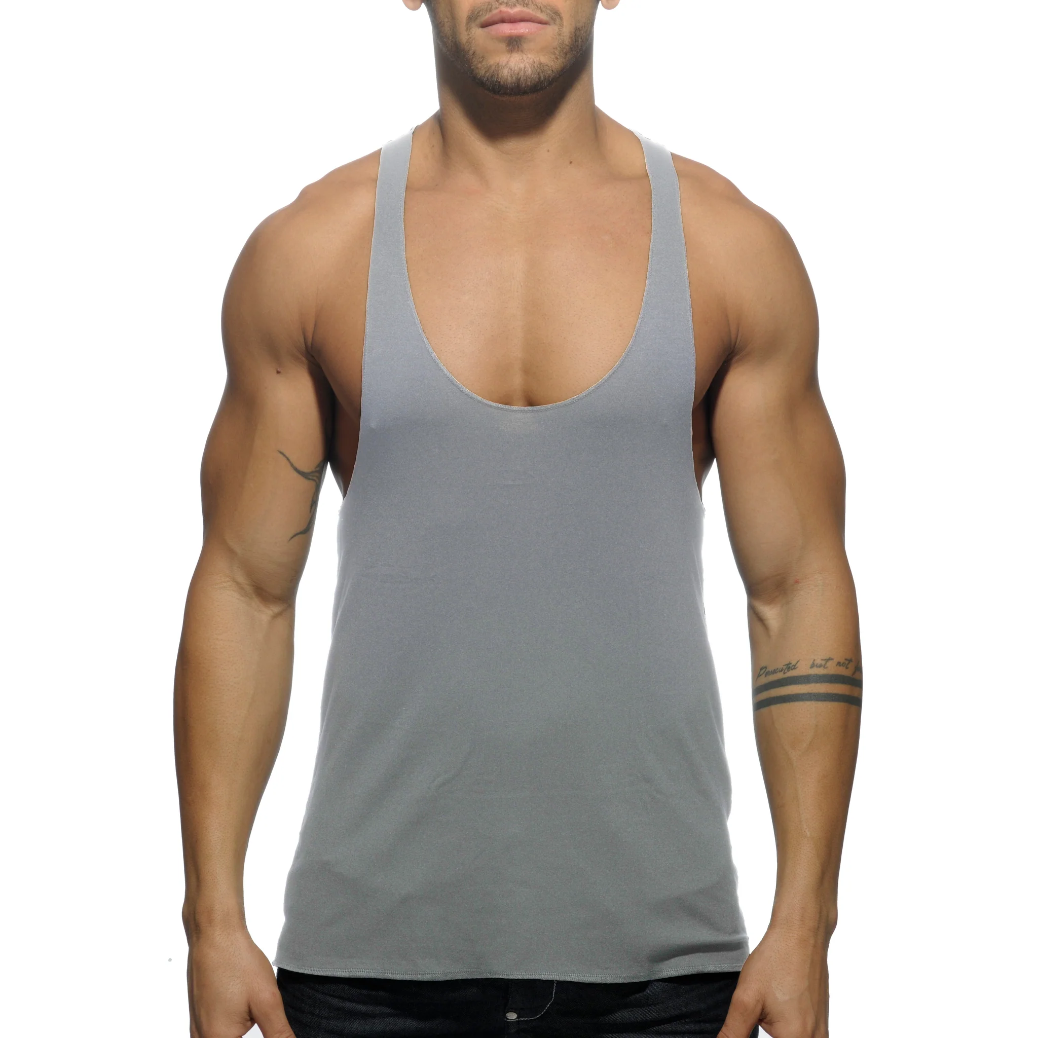 Addicted Tank Back Printed Heather Grey AD340 - Image 2