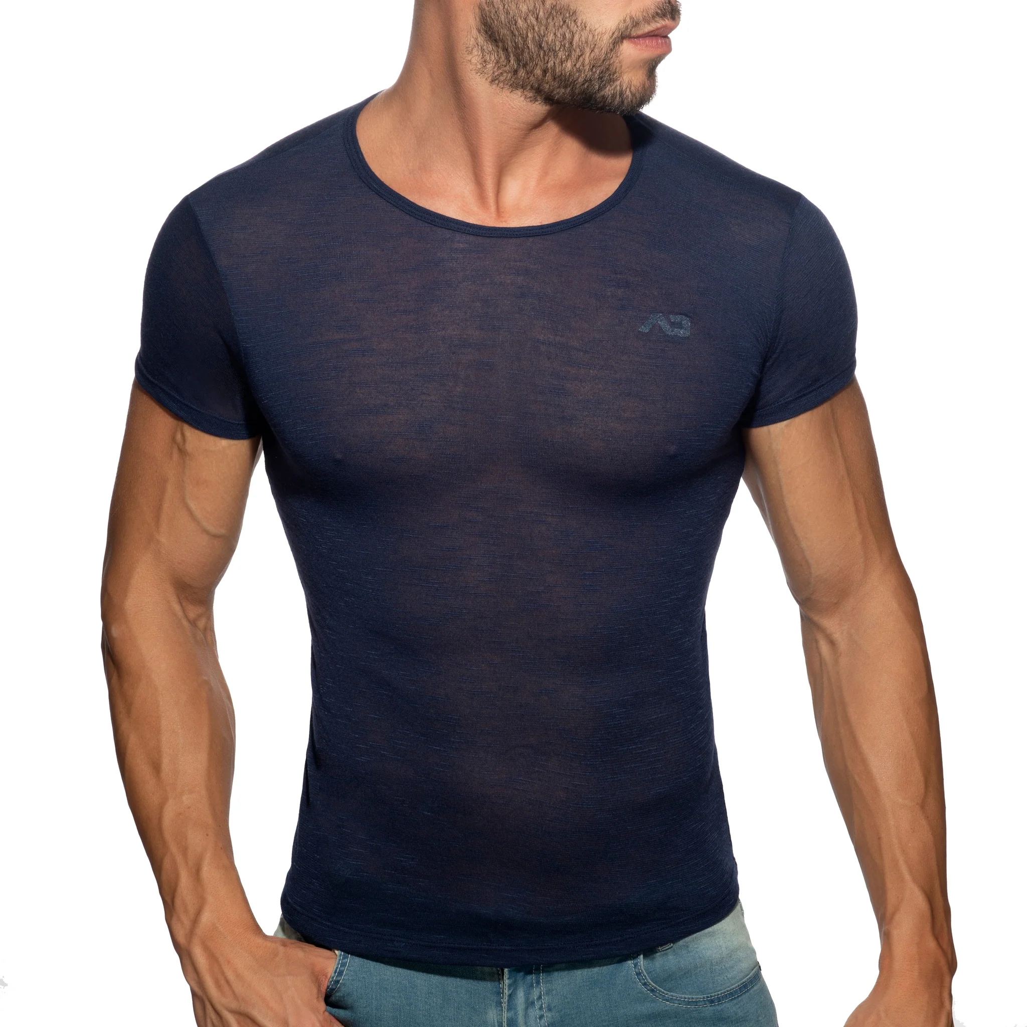 Addicted Thin Flame T-Shirt Navy AD1109 - Image 2