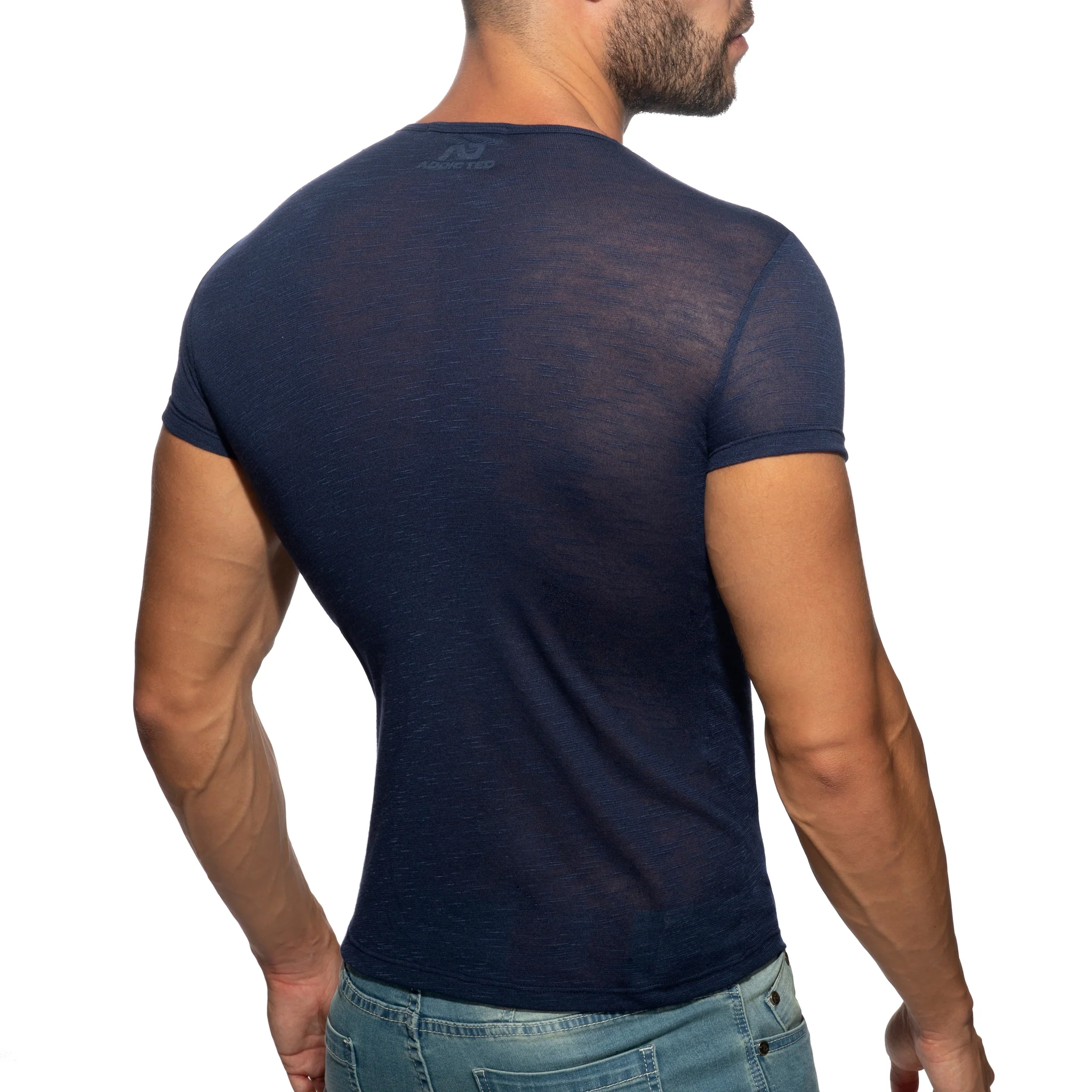 Addicted Thin Flame T-Shirt Navy AD1109 - Image 3