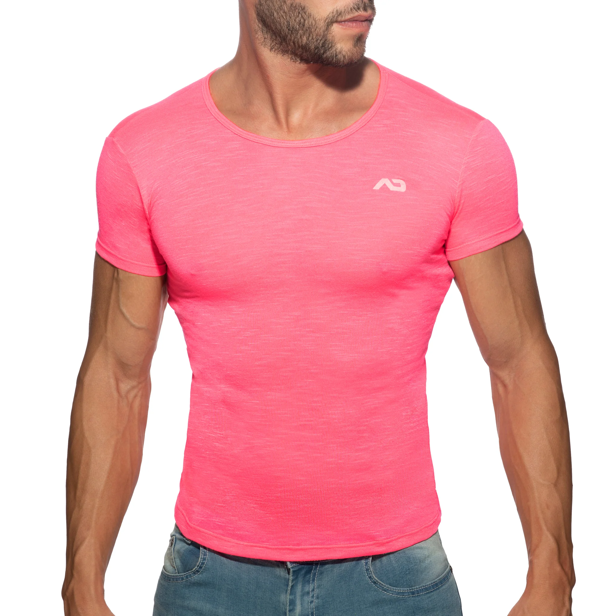 Addicted Thin Flame T-Shirt Neon Pink AD1109 - Image 2