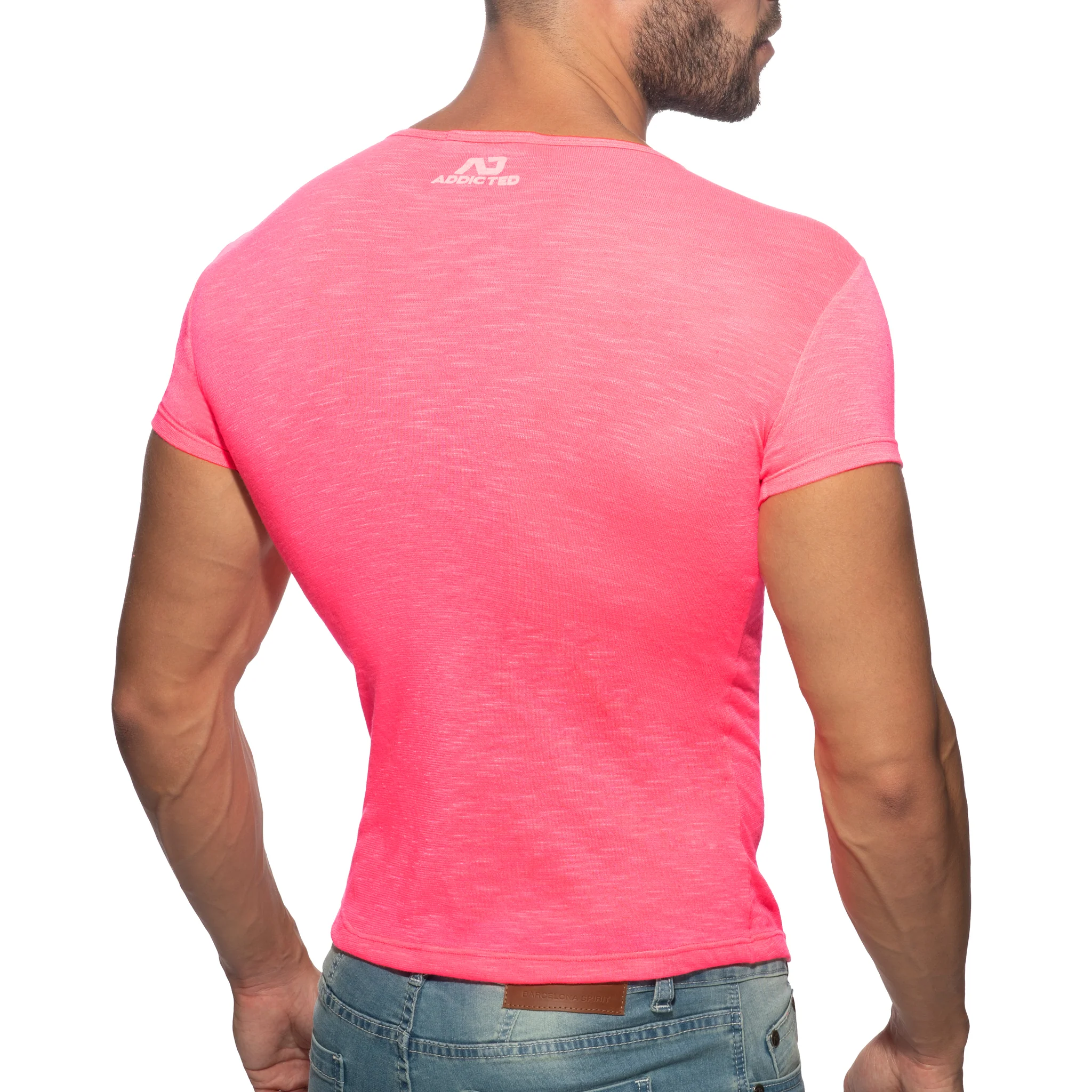 Addicted Thin Flame T-Shirt Neon Pink AD1109 - Image 3