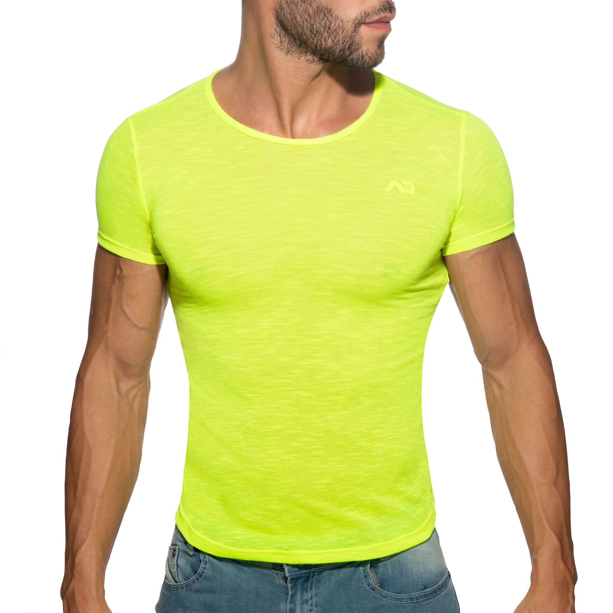 Addicted Thin Flame T-Shirt Neon Yellow AD1109 - Image 2