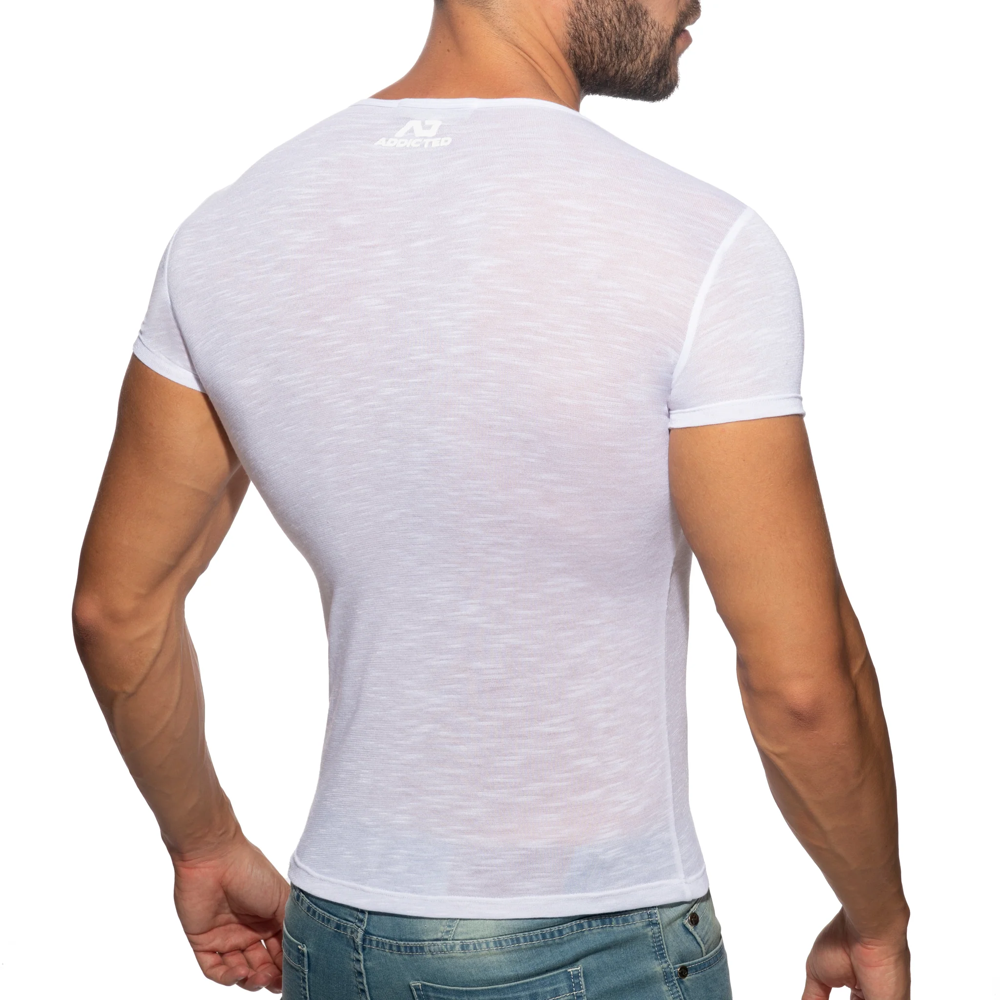 Addicted Thin Flame T-Shirt White AD1109 - Image 3