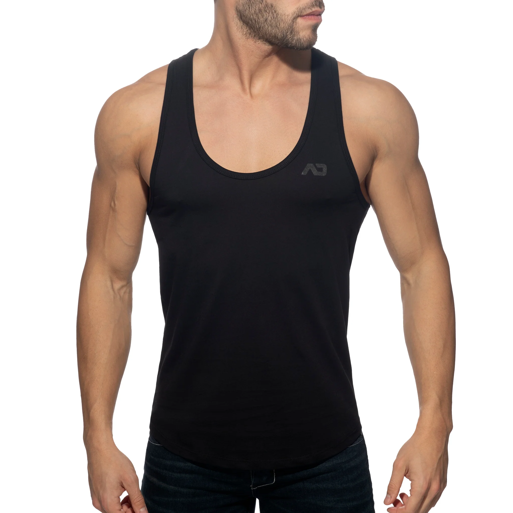 Addicted U-Neck Cotton Tank Top Black AD997 - Image 2