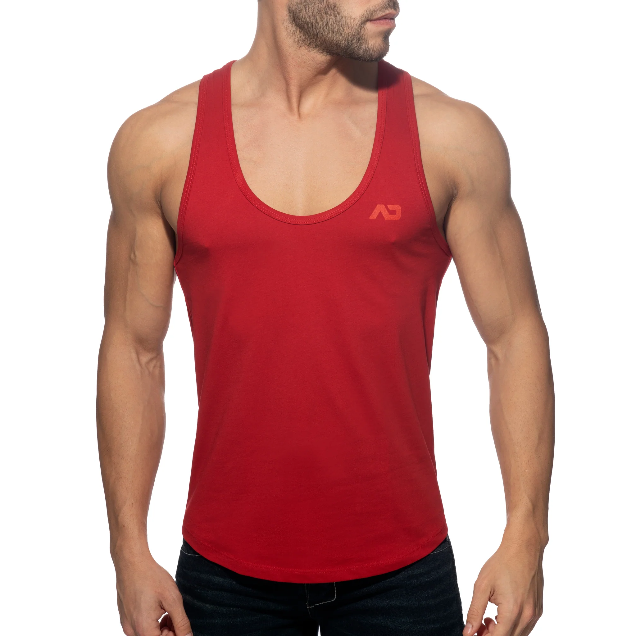 Addicted U-Neck Cotton Tank Top Red AD997 - Image 2