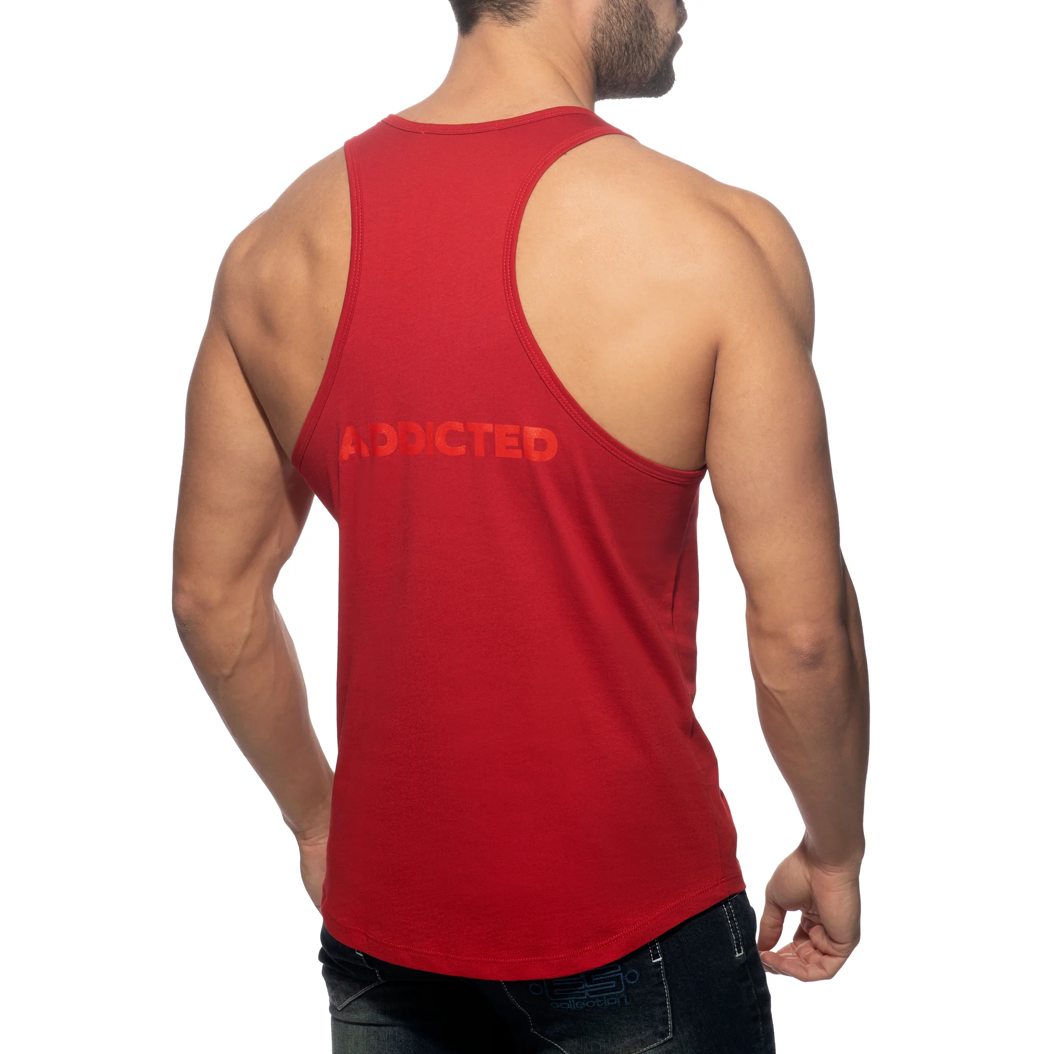 Addicted U-Neck Cotton Tank Top Red AD997 - Image 3
