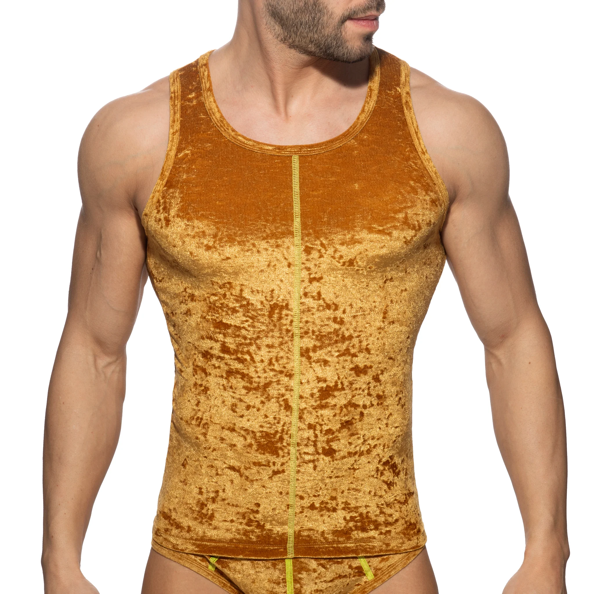 Addicted Velvet Shady Tank Top Mustard AD1237 - Image 2