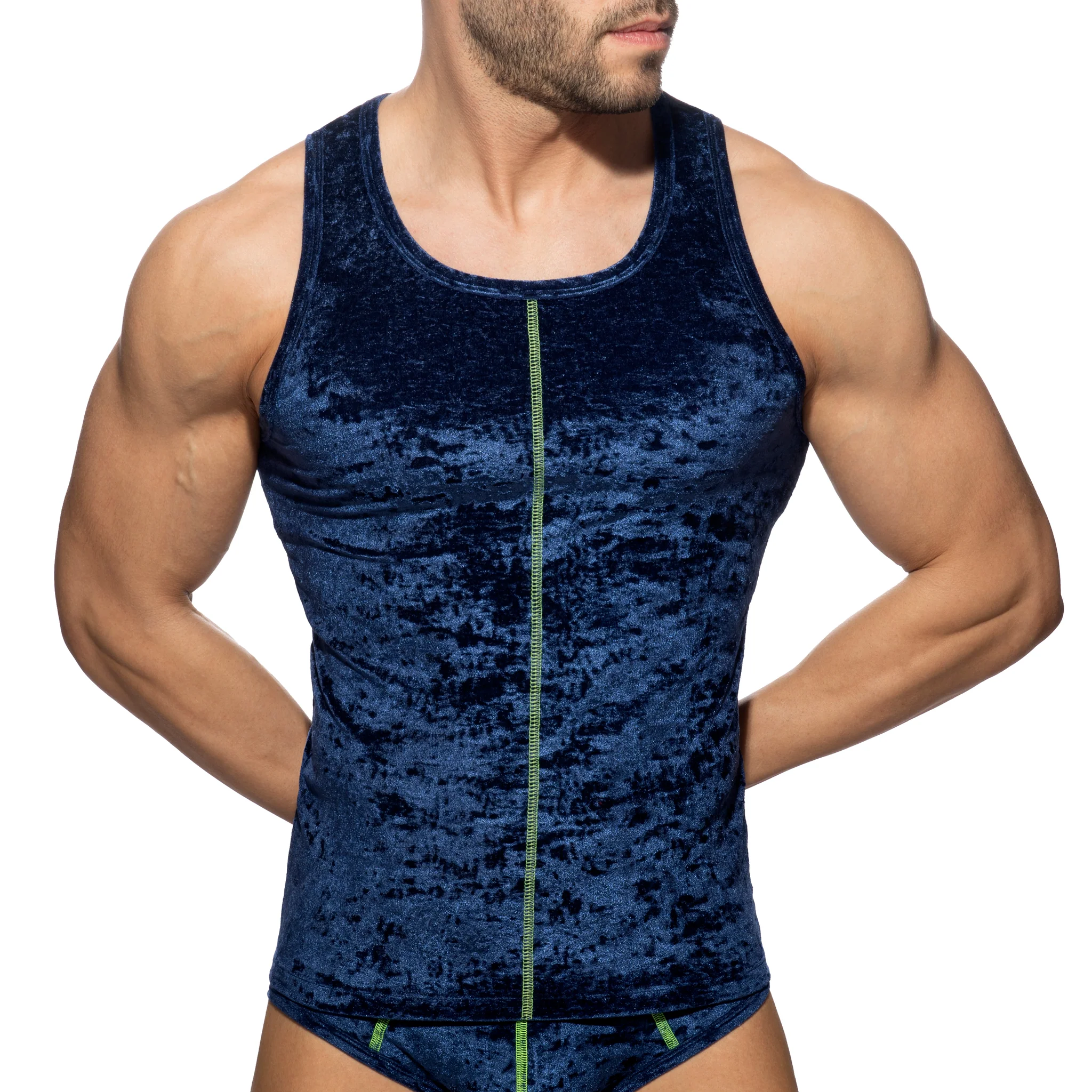 Addicted Velvet Shady Tank Top Navy AD1237 - Image 2