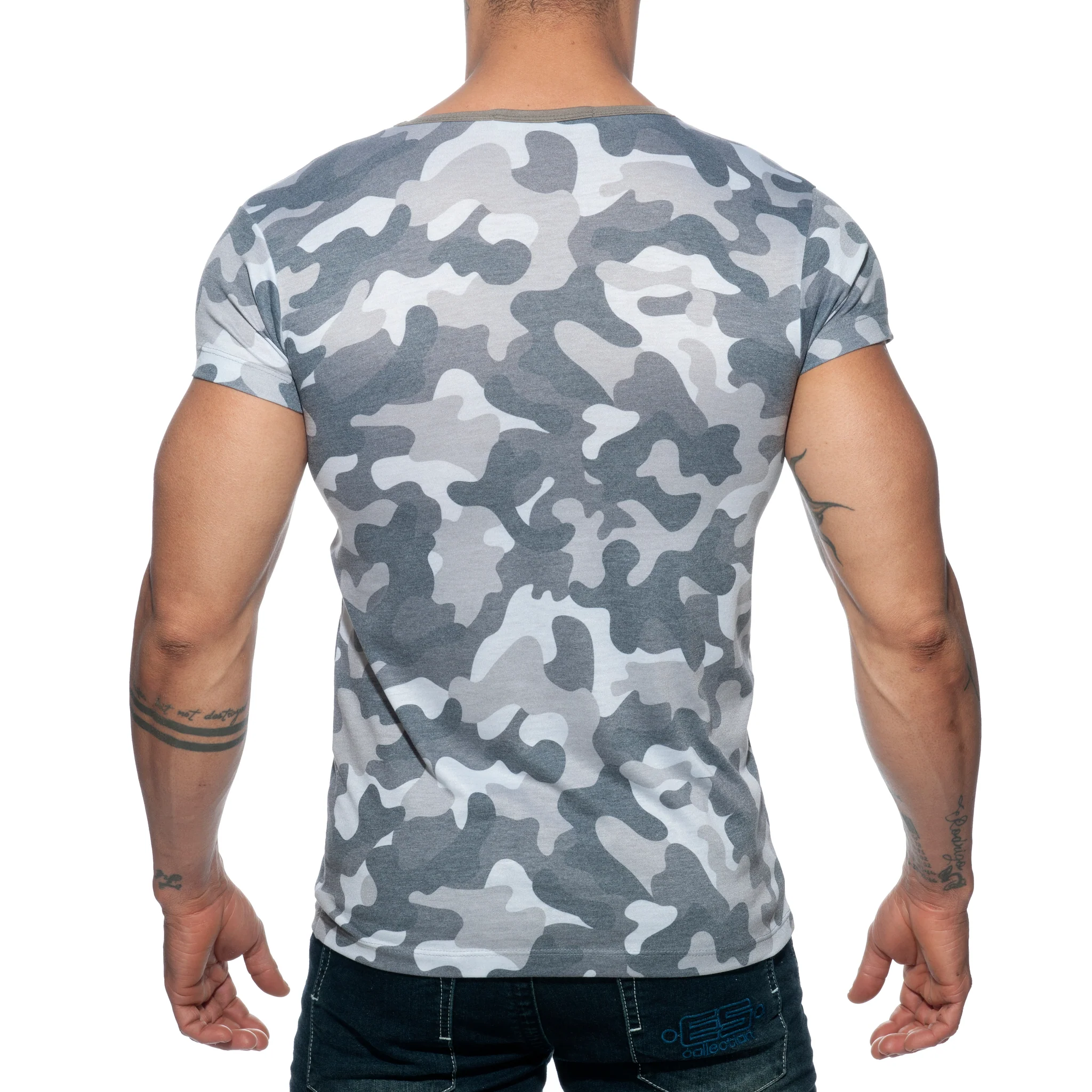 Addicted Washed Camo T-Shirt Grey Camouflage AD800 - Image 3