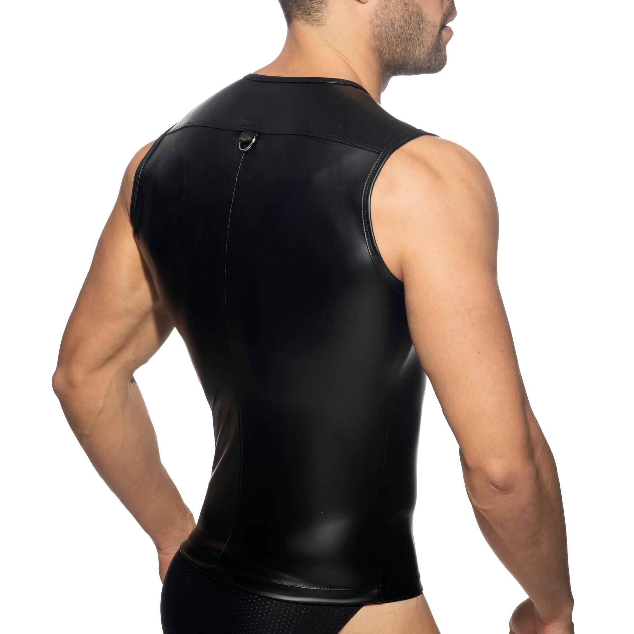 Addicted Zip Non Sleeves Fetish Shirt Black AD1036 - Image 3