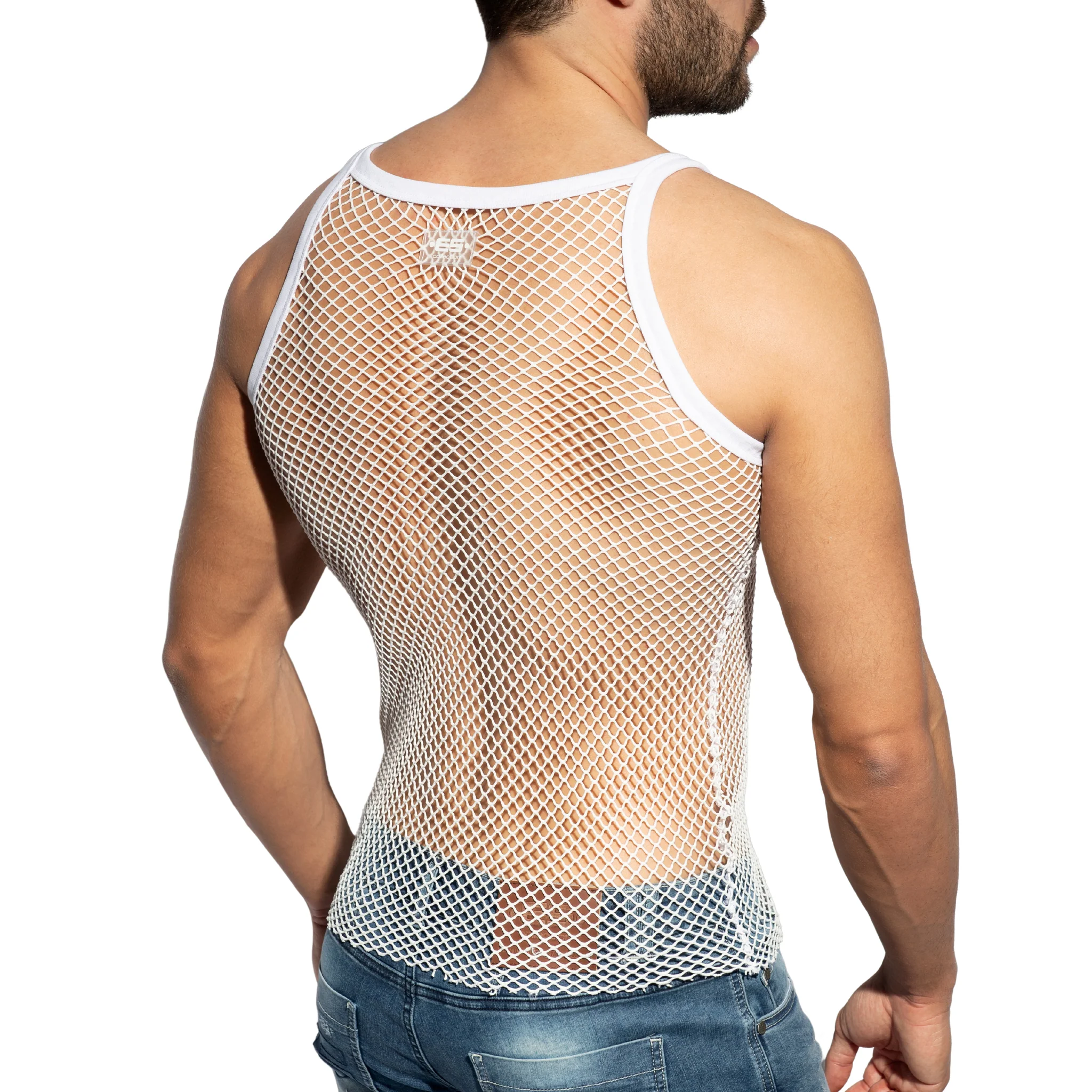 ES Collection Beachy Net Strap Tank Top White TS336 - Image 3