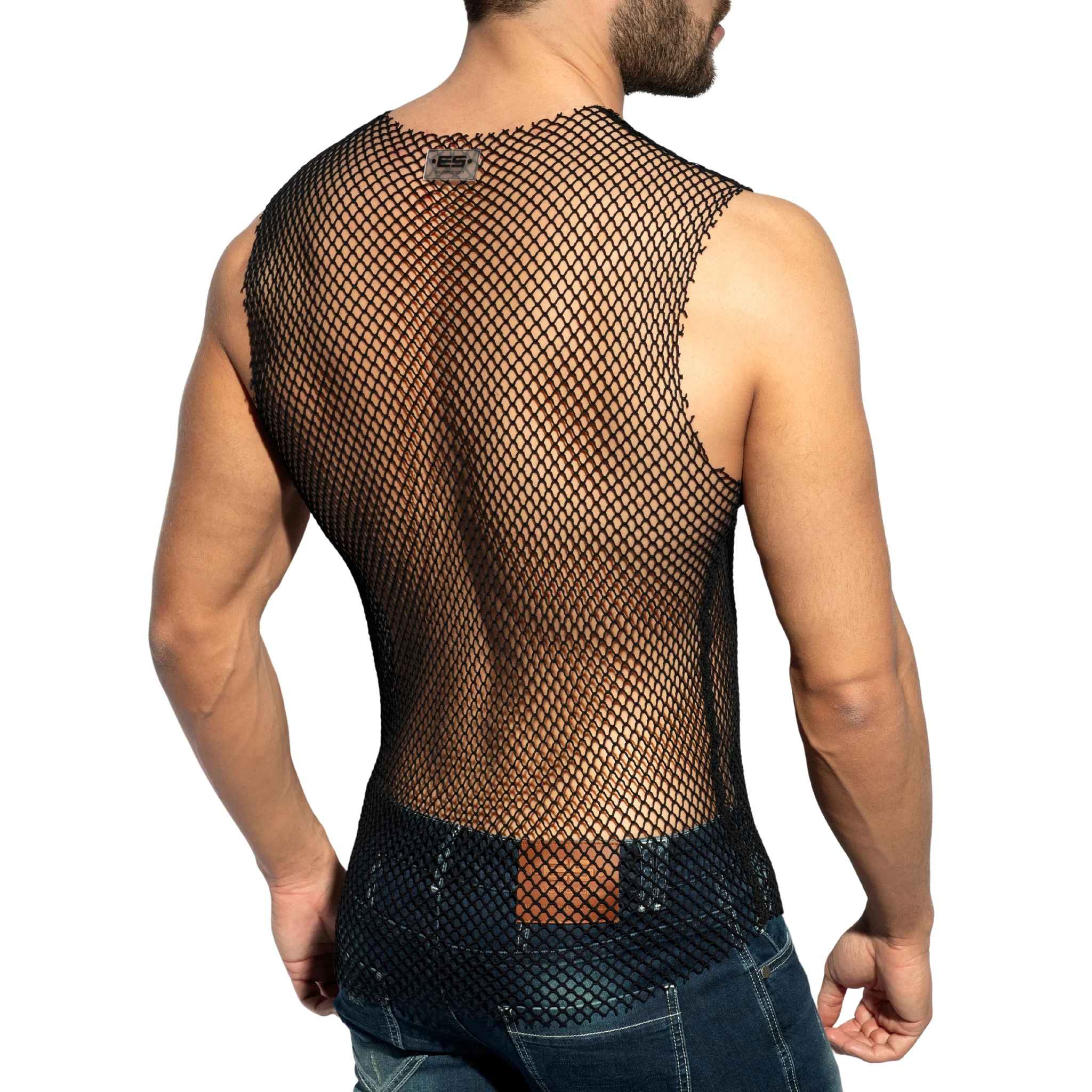 ES Collection Beachy Net Tank Top Black TS334 - Image 3