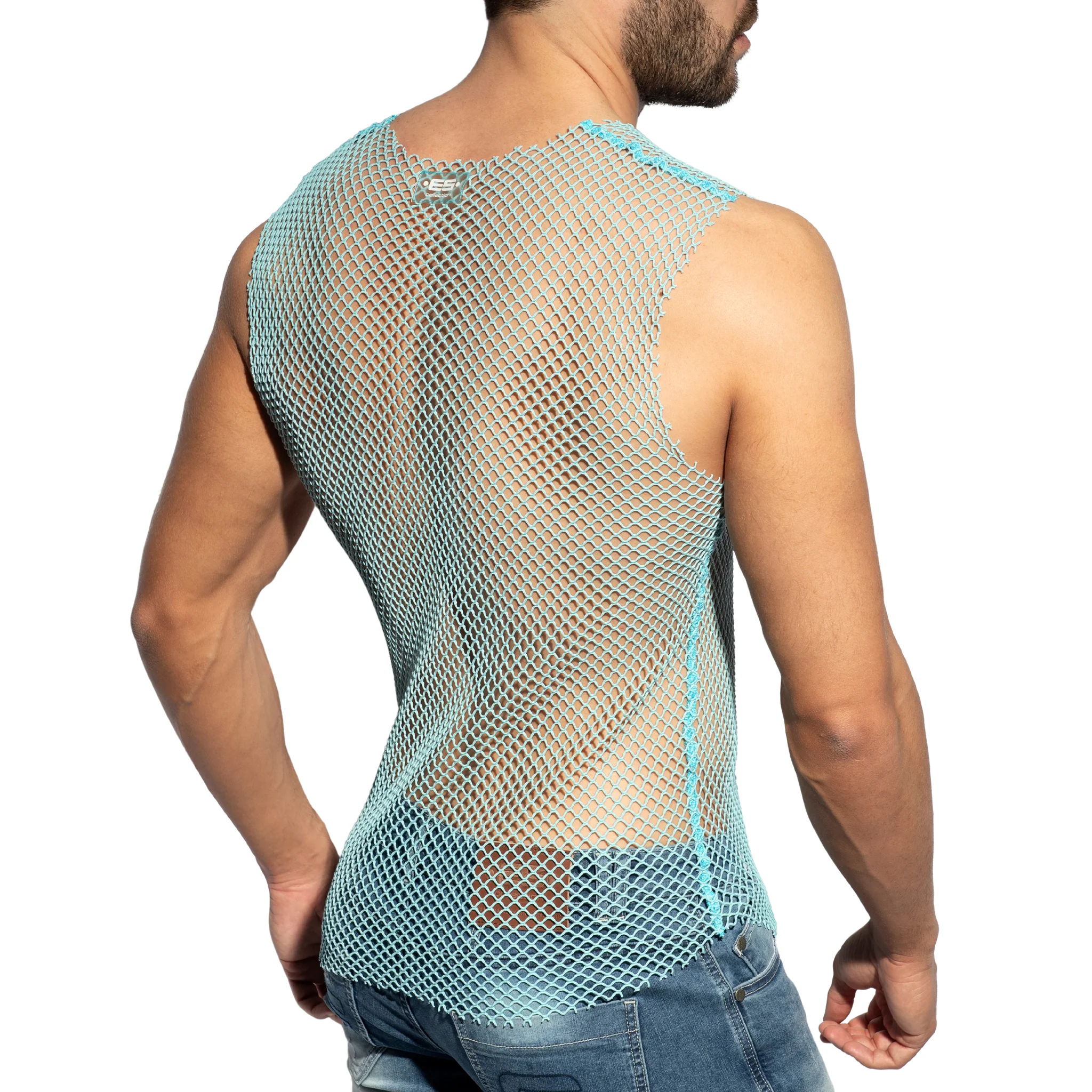 ES Collection Beachy Net Tank Top Sky Blue TS334 - Image 3