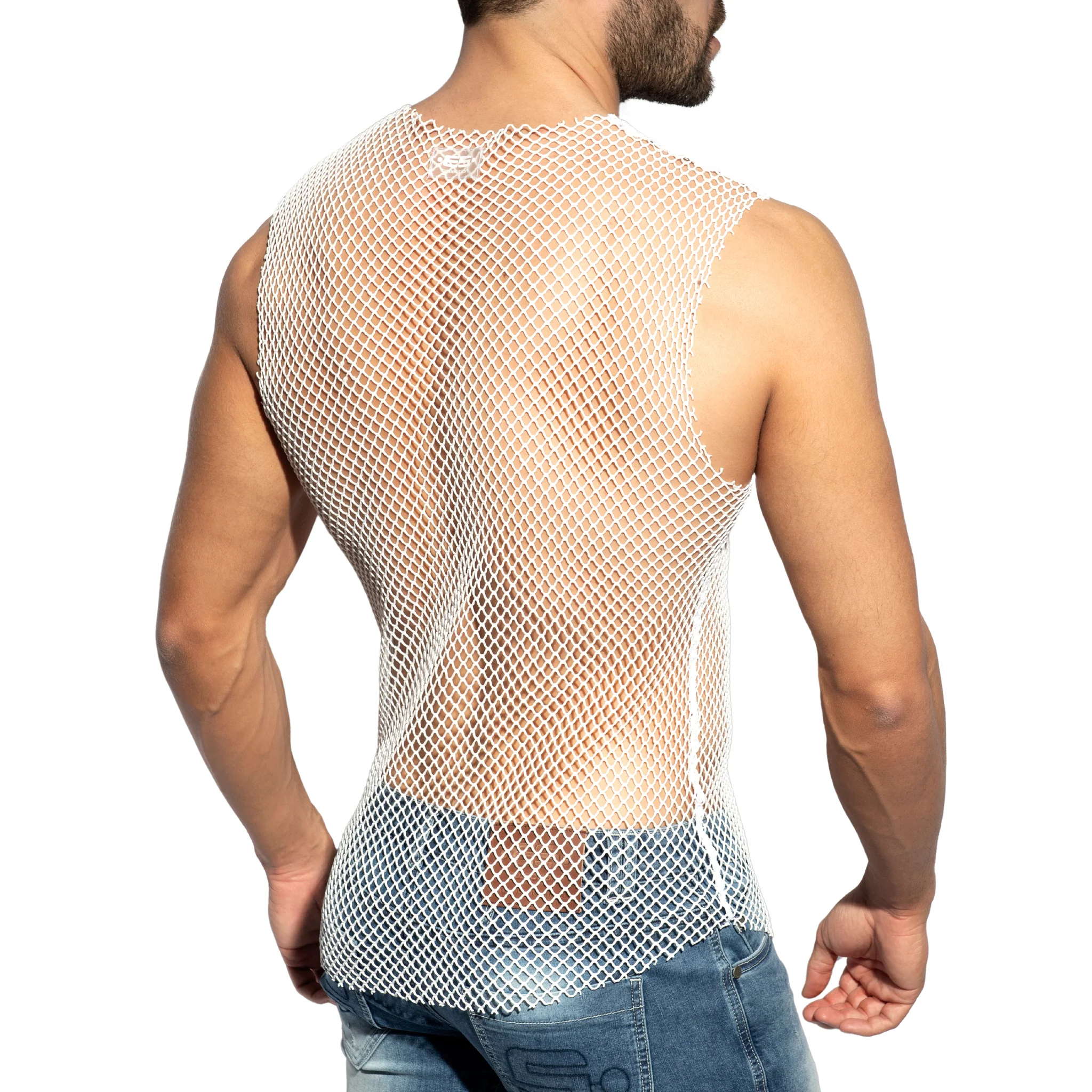 ES Collection Beachy Net Tank Top White TS334 - Image 3