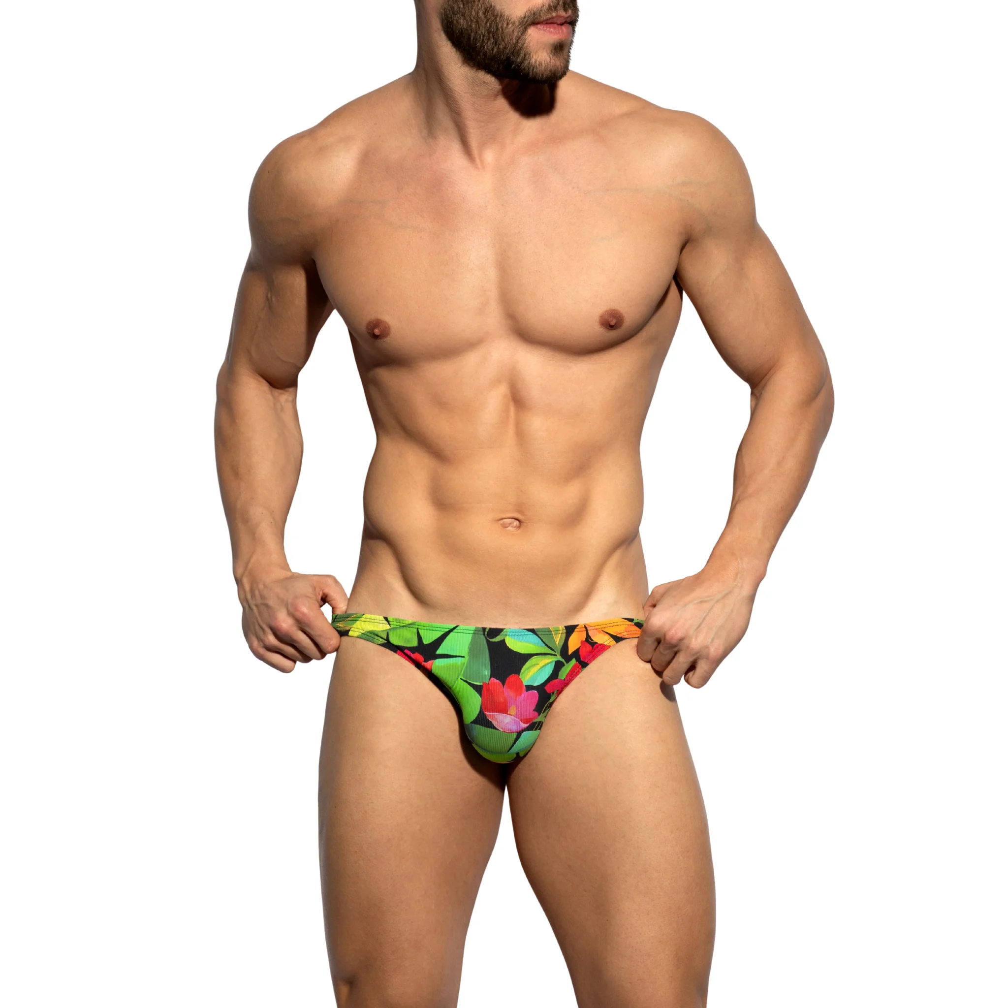 ES Collection Bold Flowers Bikini Brief Black UN662 - Image 2