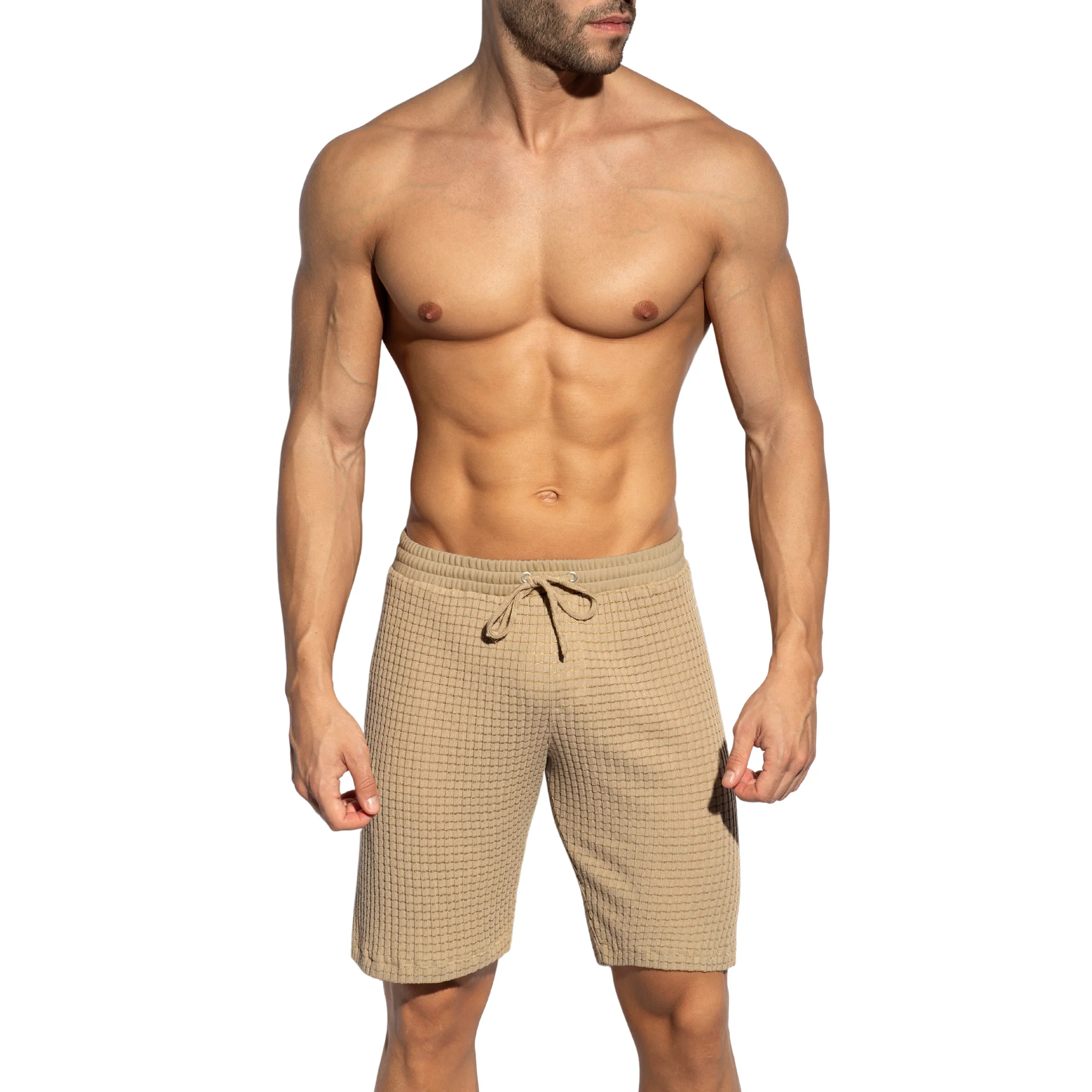 ES Collection Checkmate Bermuda Shorts Beige SP338 - Image 2